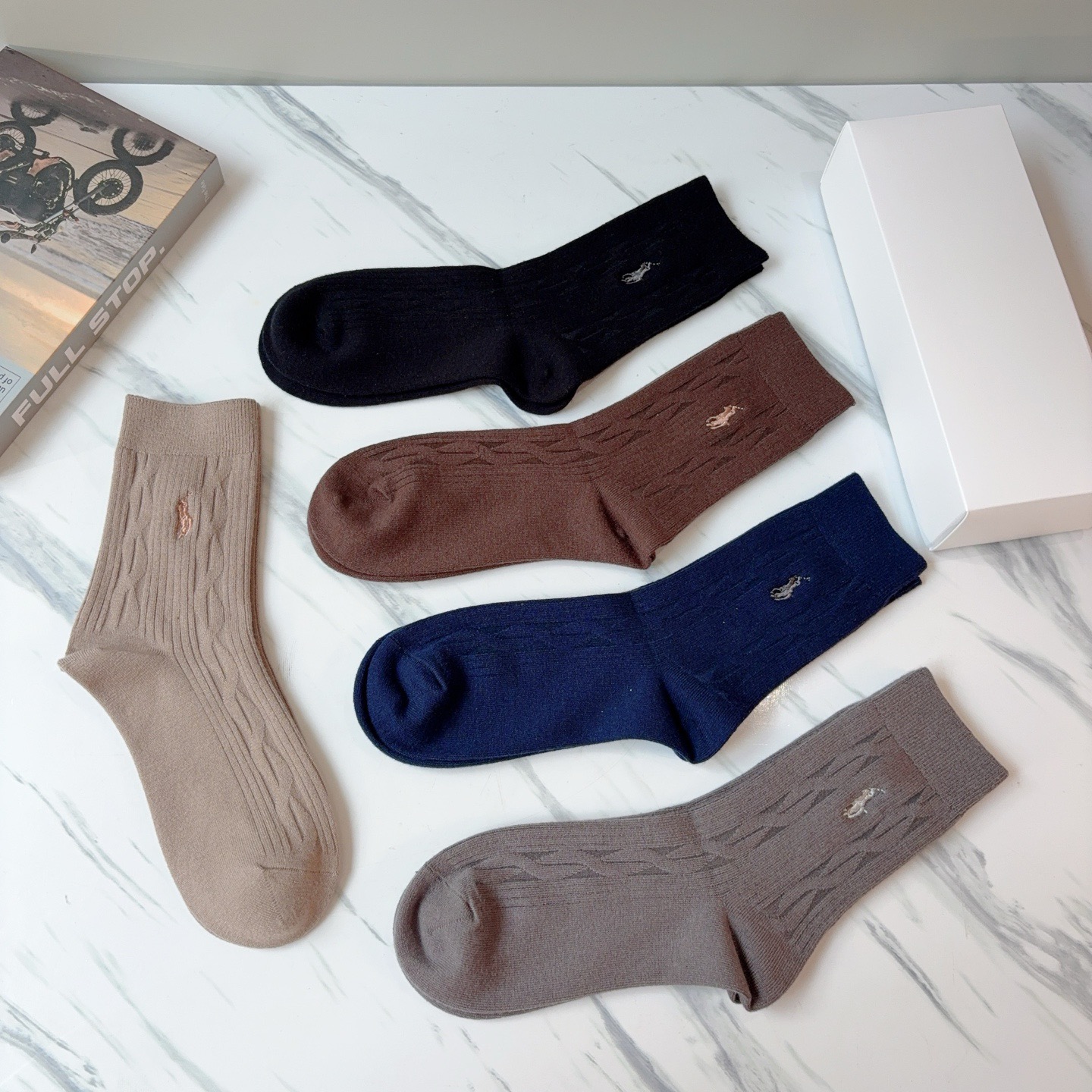 配包装【一盒5双】Polo （保罗）高版本羊绒刺绣长筒袜子🔥潮人必不可少的时尚专柜代购长筒袜子 ，超好搭