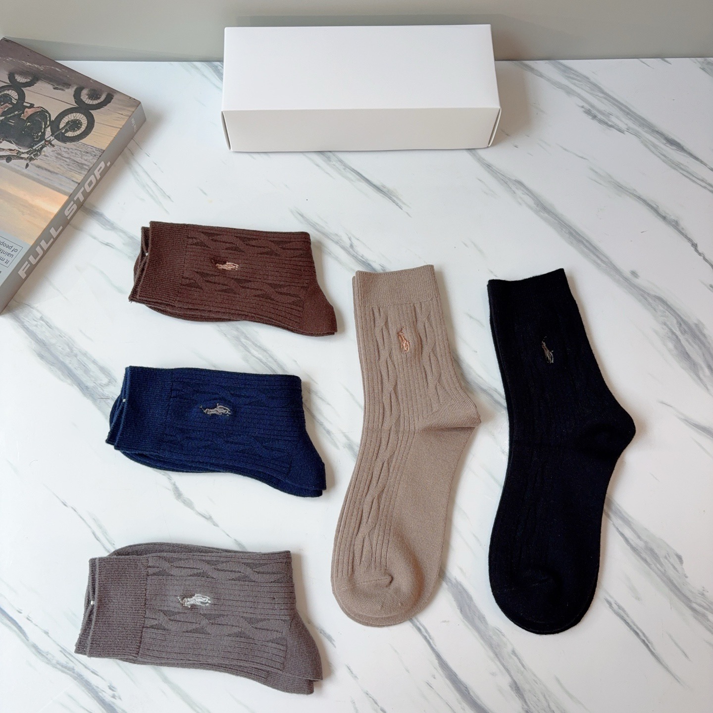 配包装【一盒5双】Polo （保罗）高版本羊绒刺绣长筒袜子🔥潮人必不可少的时尚专柜代购长筒袜子 ，超好搭