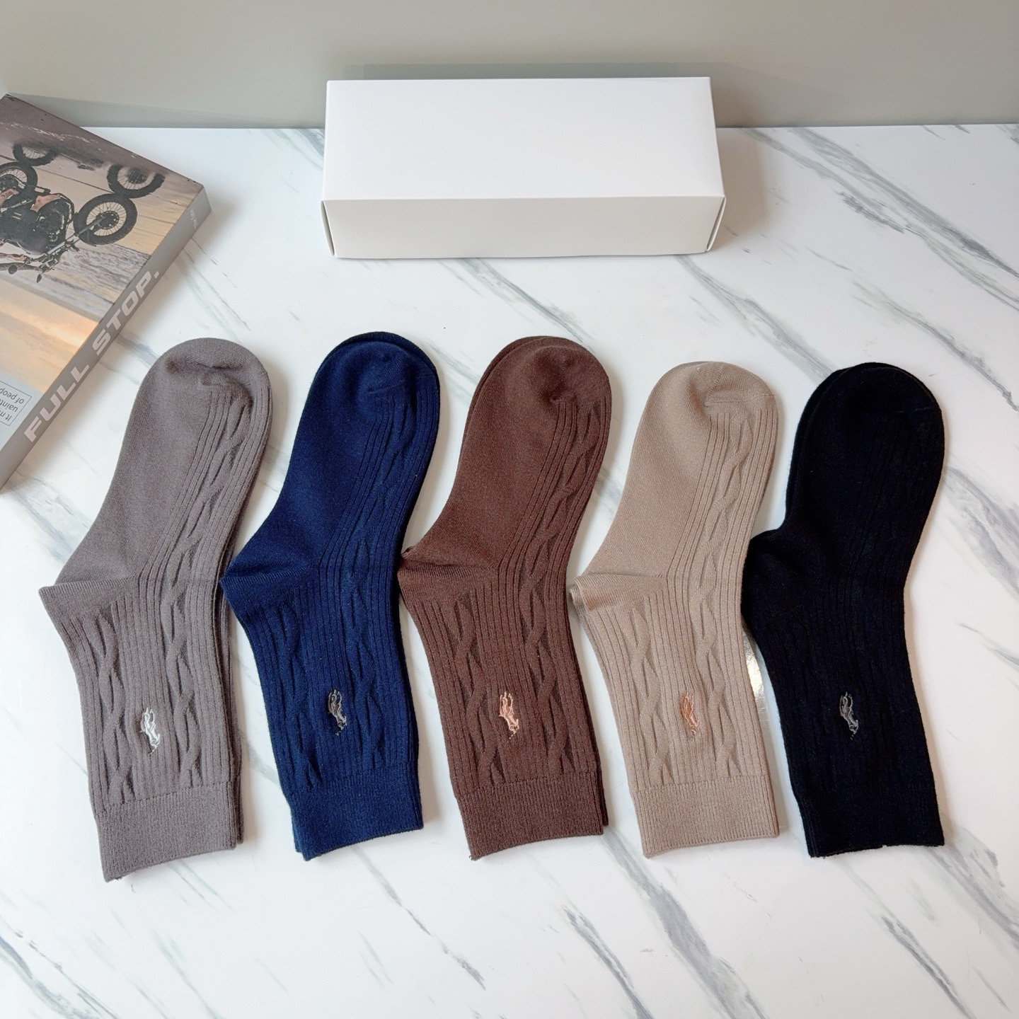 配包装【一盒5双】Polo （保罗）高版本羊绒刺绣长筒袜子🔥潮人必不可少的时尚专柜代购长筒袜子 ，超好搭
