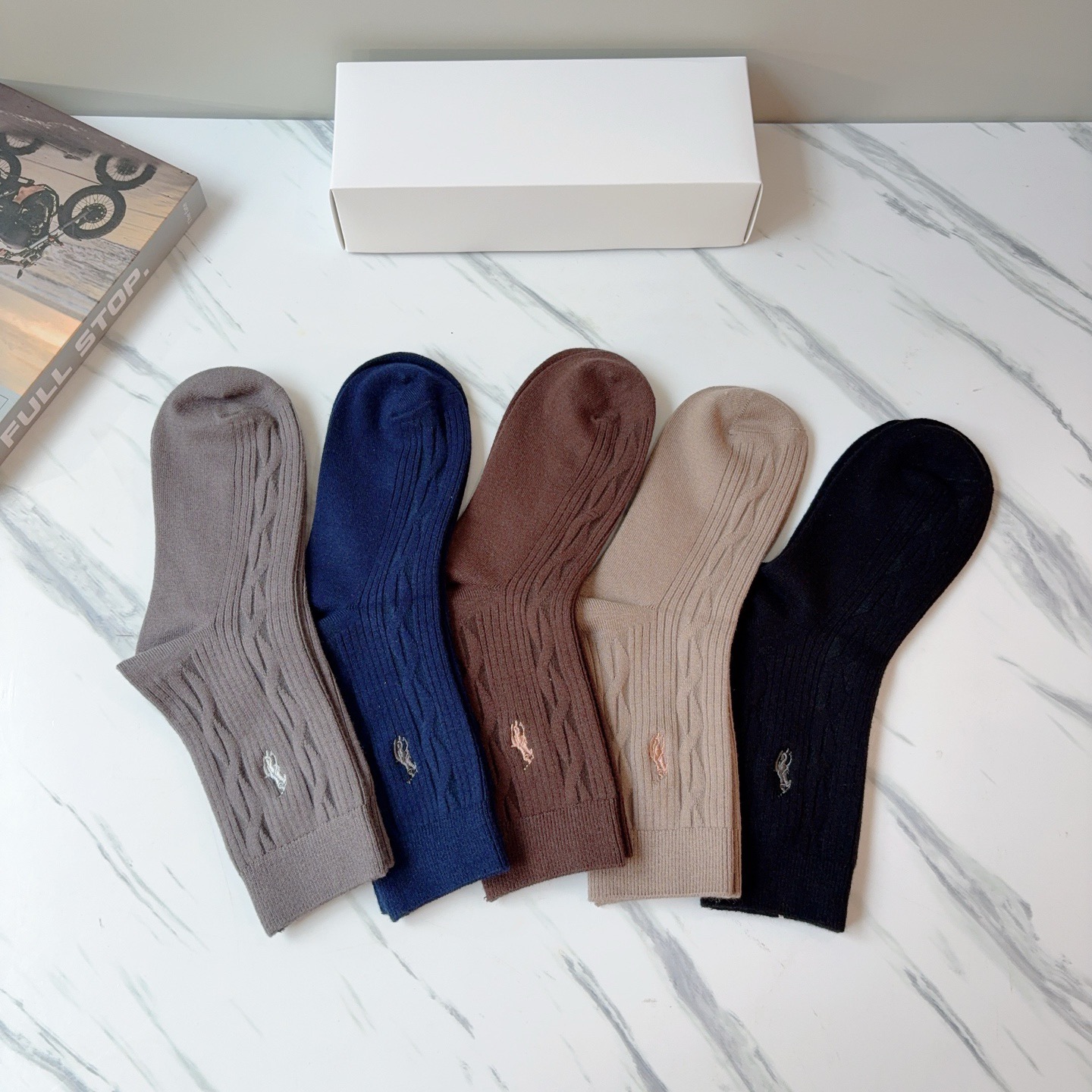 配包装【一盒5双】Polo （保罗）高版本羊绒刺绣长筒袜子🔥潮人必不可少的时尚专柜代购长筒袜子 ，超好搭