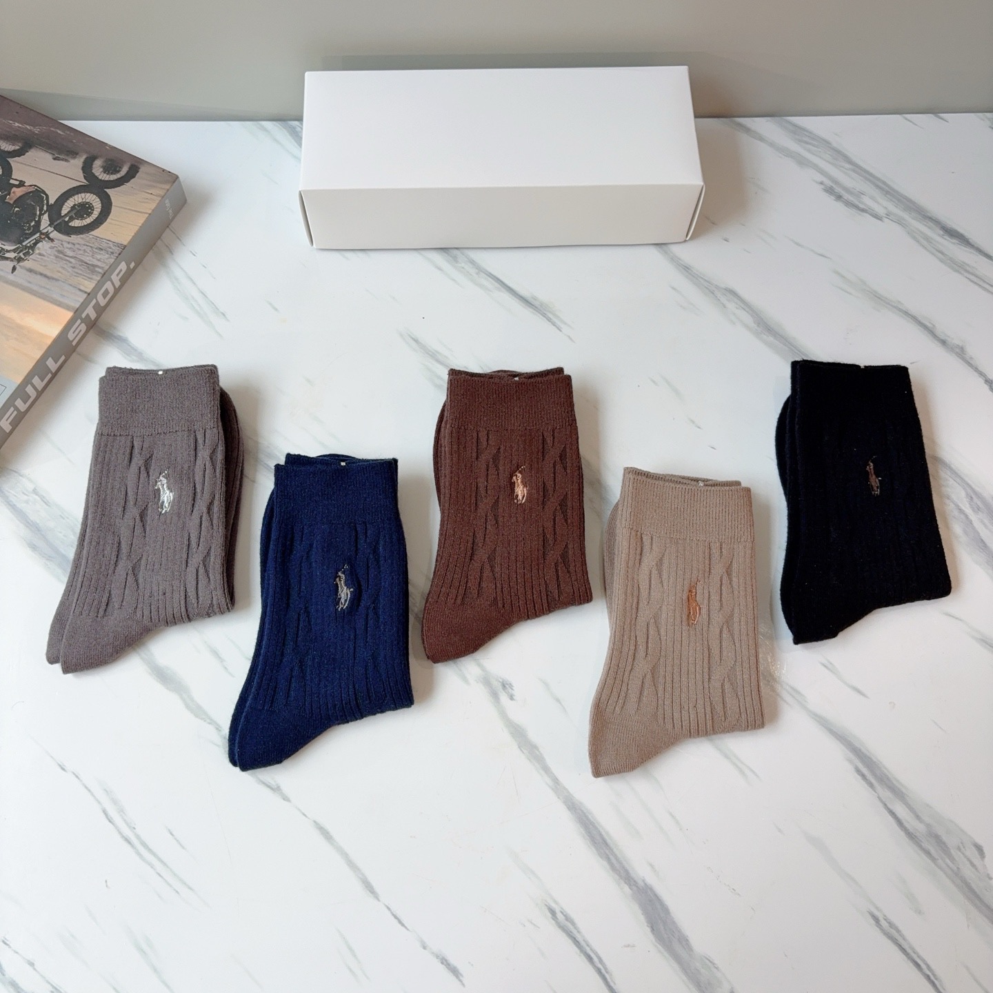 配包装【一盒5双】Polo （保罗）高版本羊绒刺绣长筒袜子🔥潮人必不可少的时尚专柜代购长筒袜子 ，超好搭