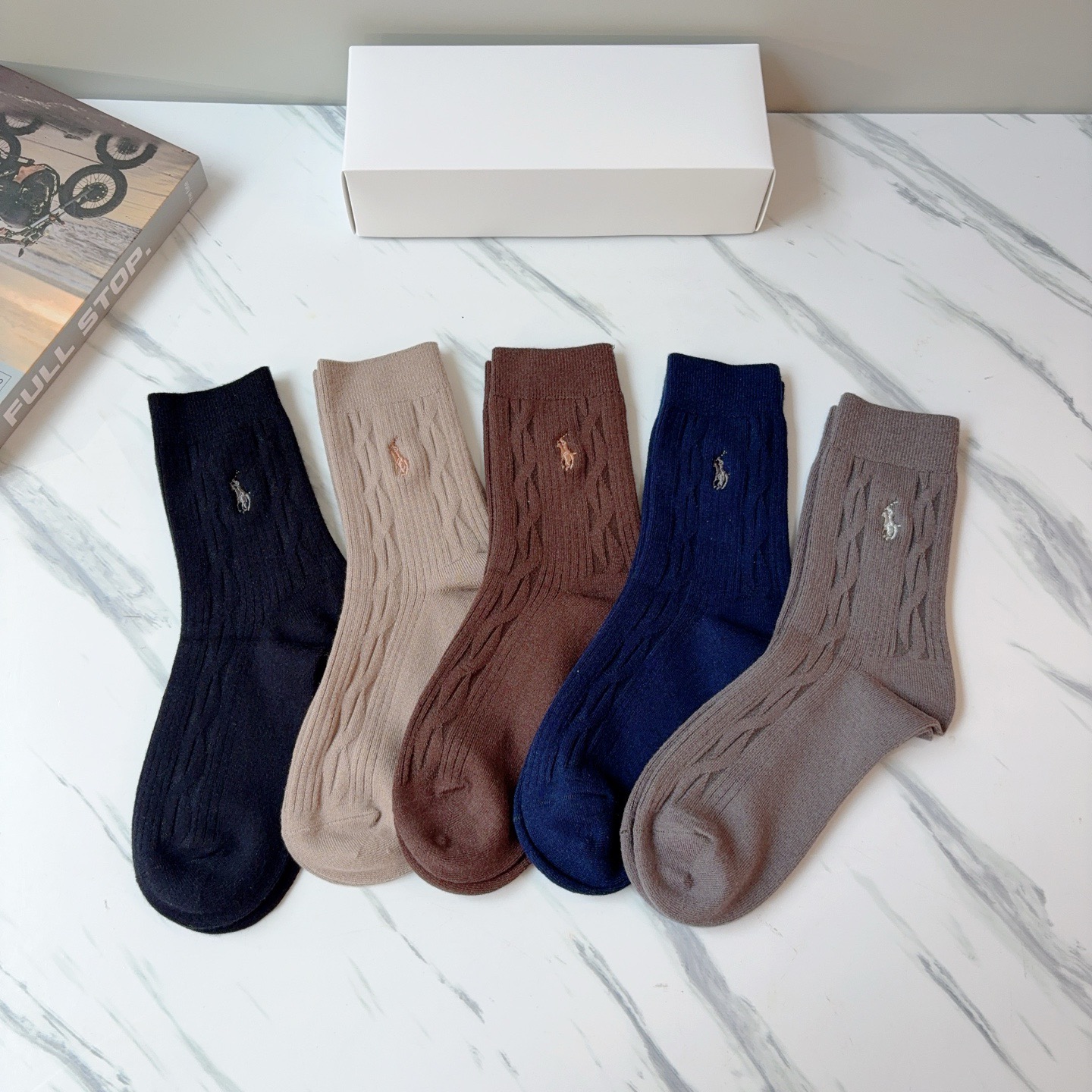 配包装【一盒5双】Polo （保罗）高版本羊绒刺绣长筒袜子🔥潮人必不可少的时尚专柜代购长筒袜子 ，超好搭