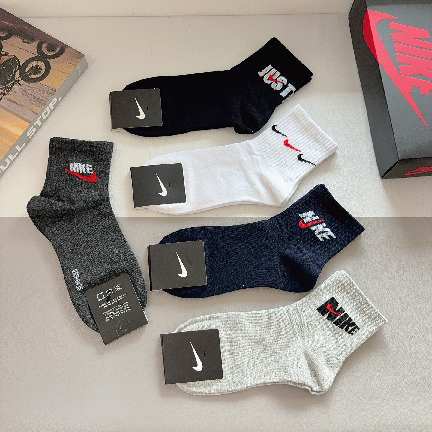 配包装（一盒5双）新款 Nike/耐克 高版本中筒短袜 超柔软面料 专柜同步男款袜子 抗菌防臭吸汗透气百