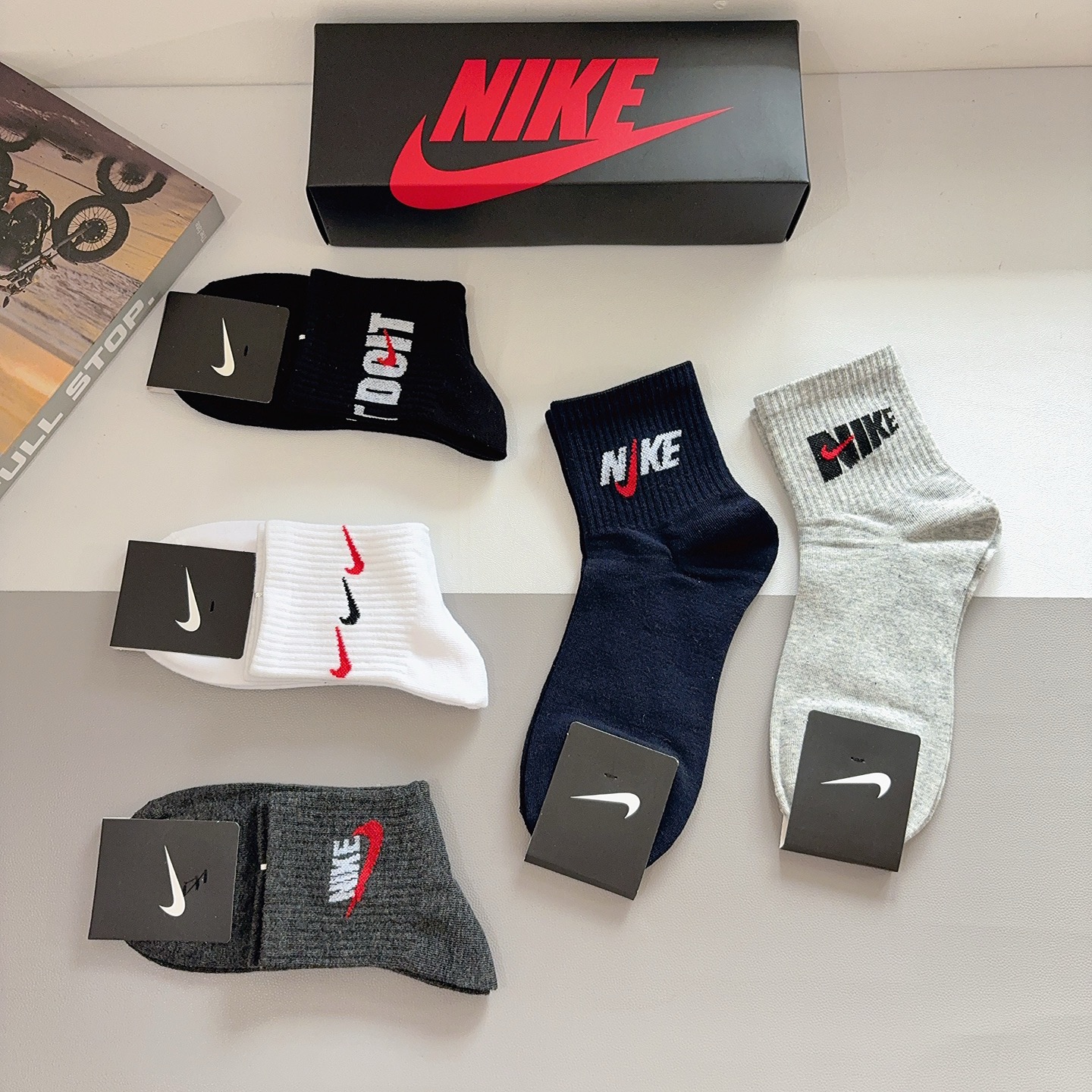 配包装（一盒5双）新款 Nike/耐克 高版本中筒短袜 超柔软面料 专柜同步男款袜子 抗菌防臭吸汗透气百