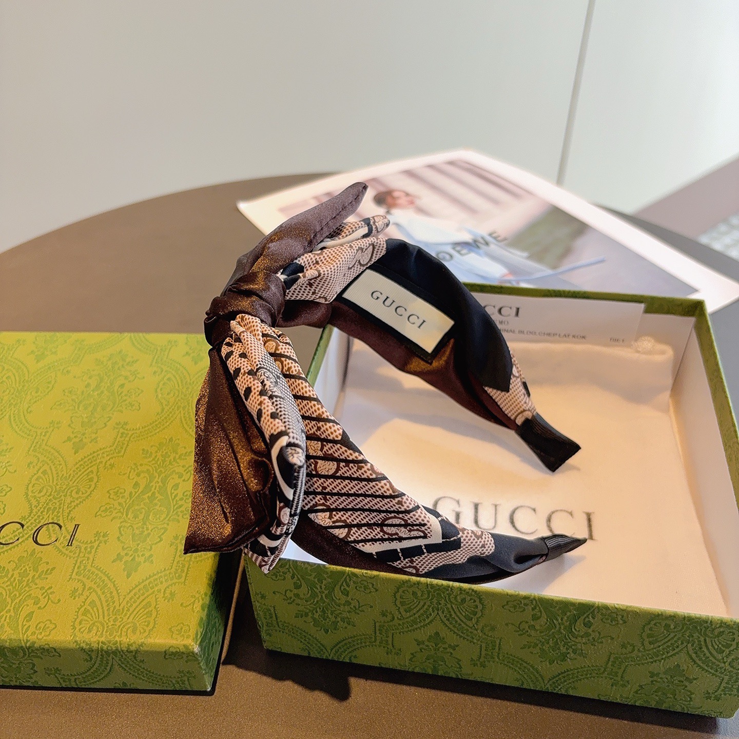 配包装Gucci古奇 经典新款蝴蝶结发箍，女神必备单品头箍，非常百搭，时尚潮流！
