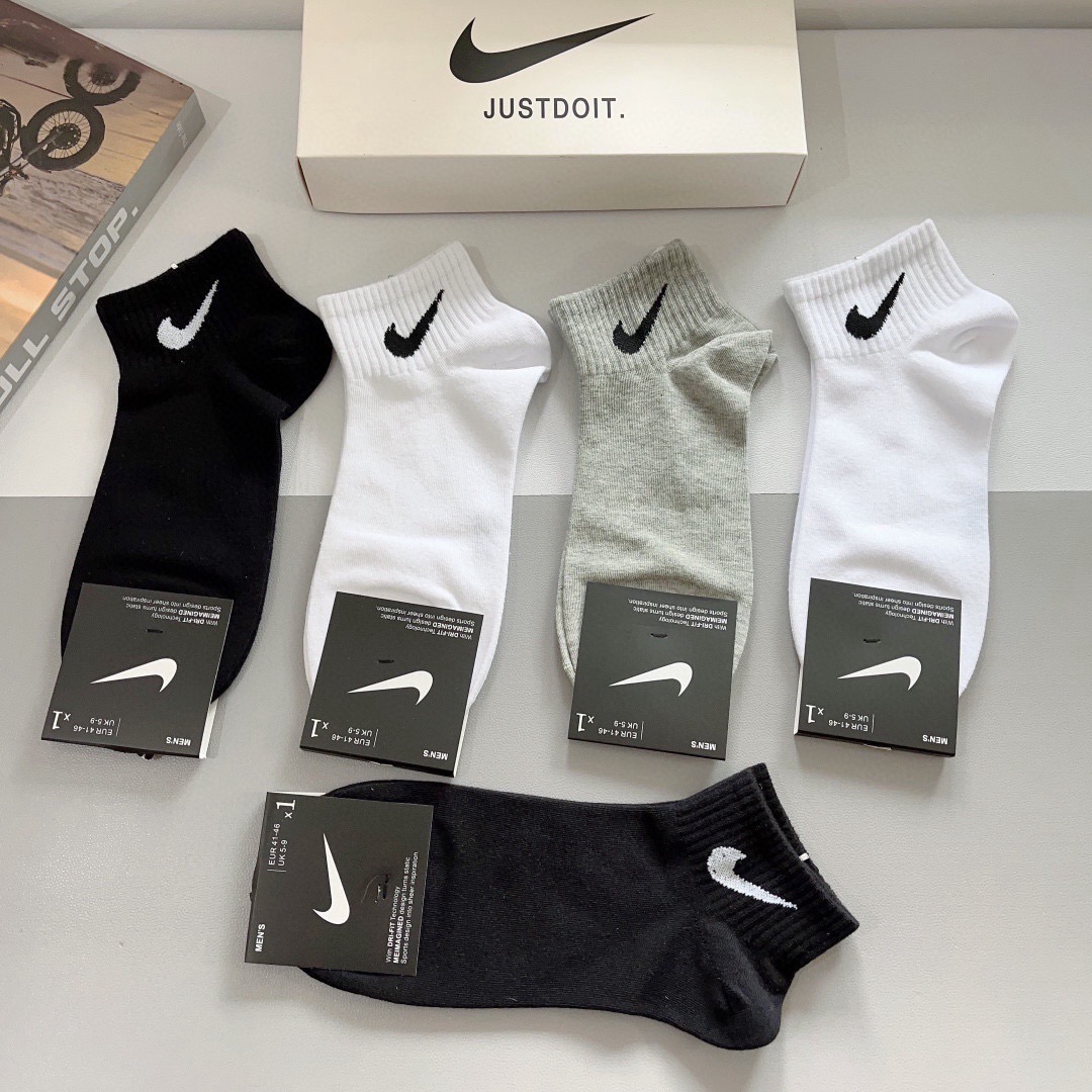 配包装（一盒5双）新款 Nike/耐克 高版本短袜 精梳棉 专柜同步 高品质 抗菌防臭吸汗透气[得意][