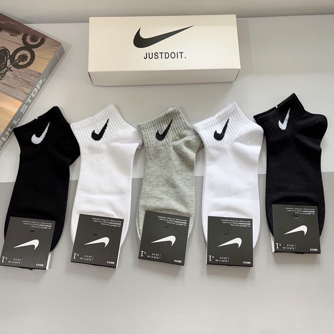 配包装（一盒5双）新款 Nike/耐克 高版本短袜 精梳棉 专柜同步 高品质 抗菌防臭吸汗透气[得意][