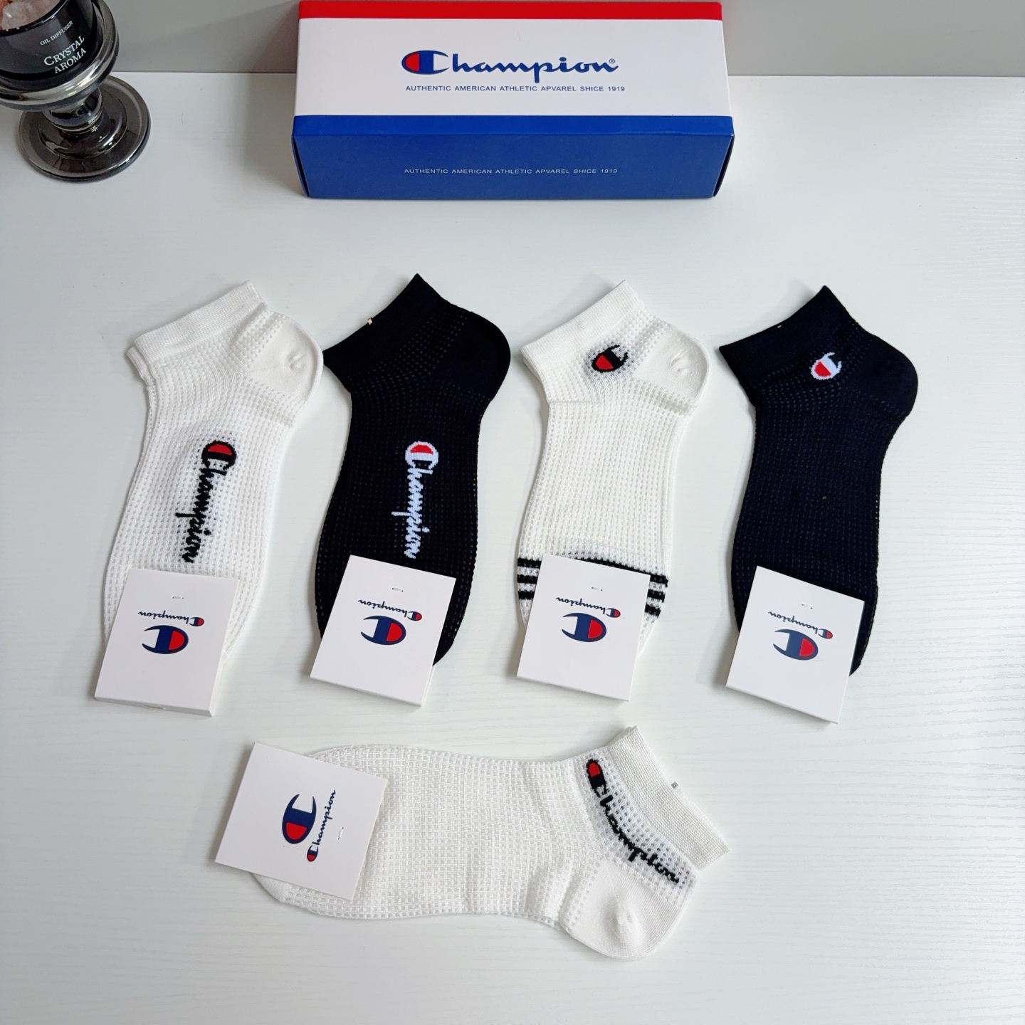 配包装（一盒5双）冠军 新款男士短筒透气袜子！专柜同步船袜，💛大牌出街，潮人必备🔥超好搭配