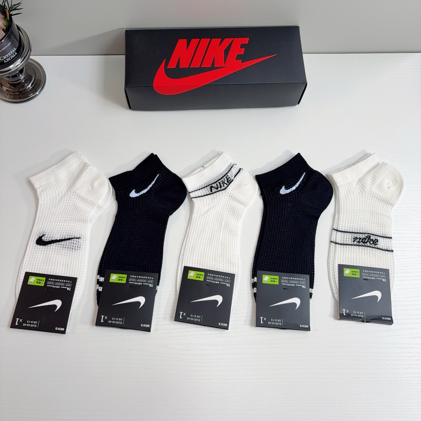 配包装（一盒5双）Nike/耐克 新款男士短袜竹棉网孔袜子 专柜同步 高品质 抗菌防臭吸汗透气[得意][