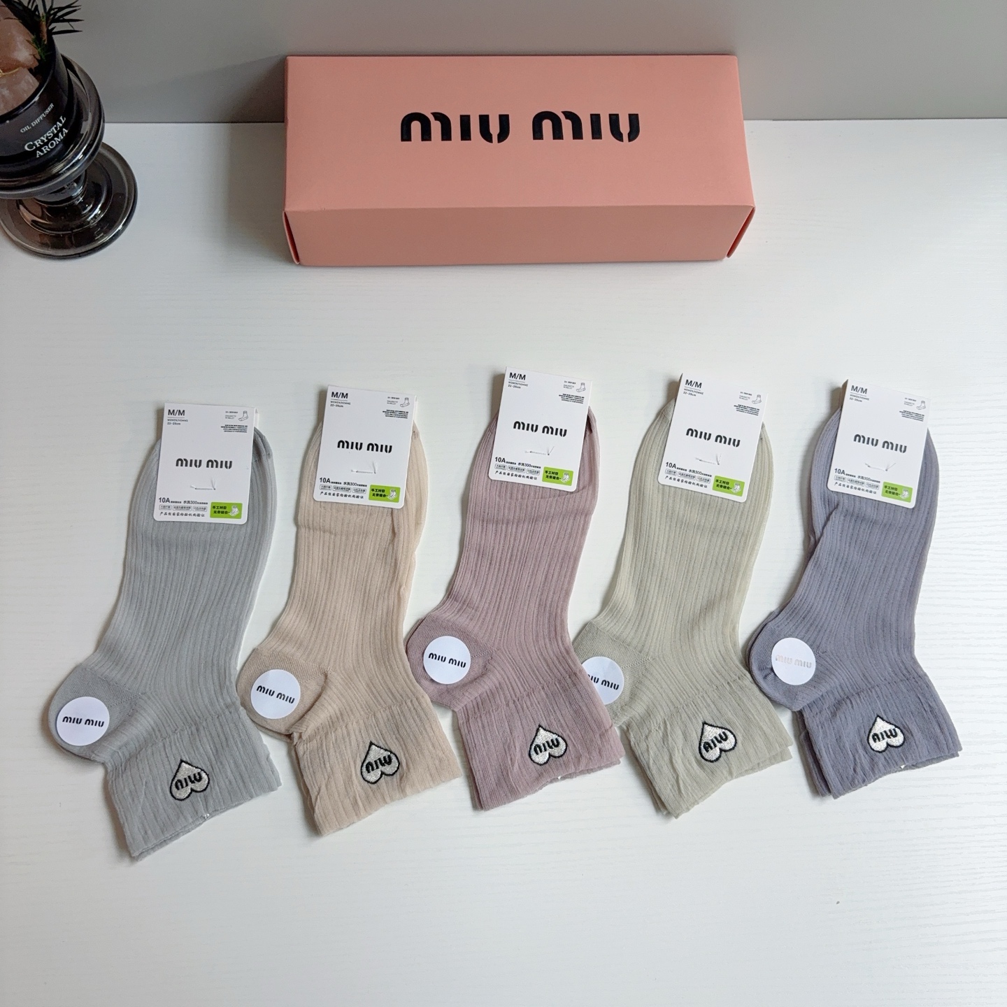 配包装【一盒5双】miumiu · 缪缪 新款冰丝袜子 网红短筒袜子❗️ins明星网红推荐❗️轻薄柔软透