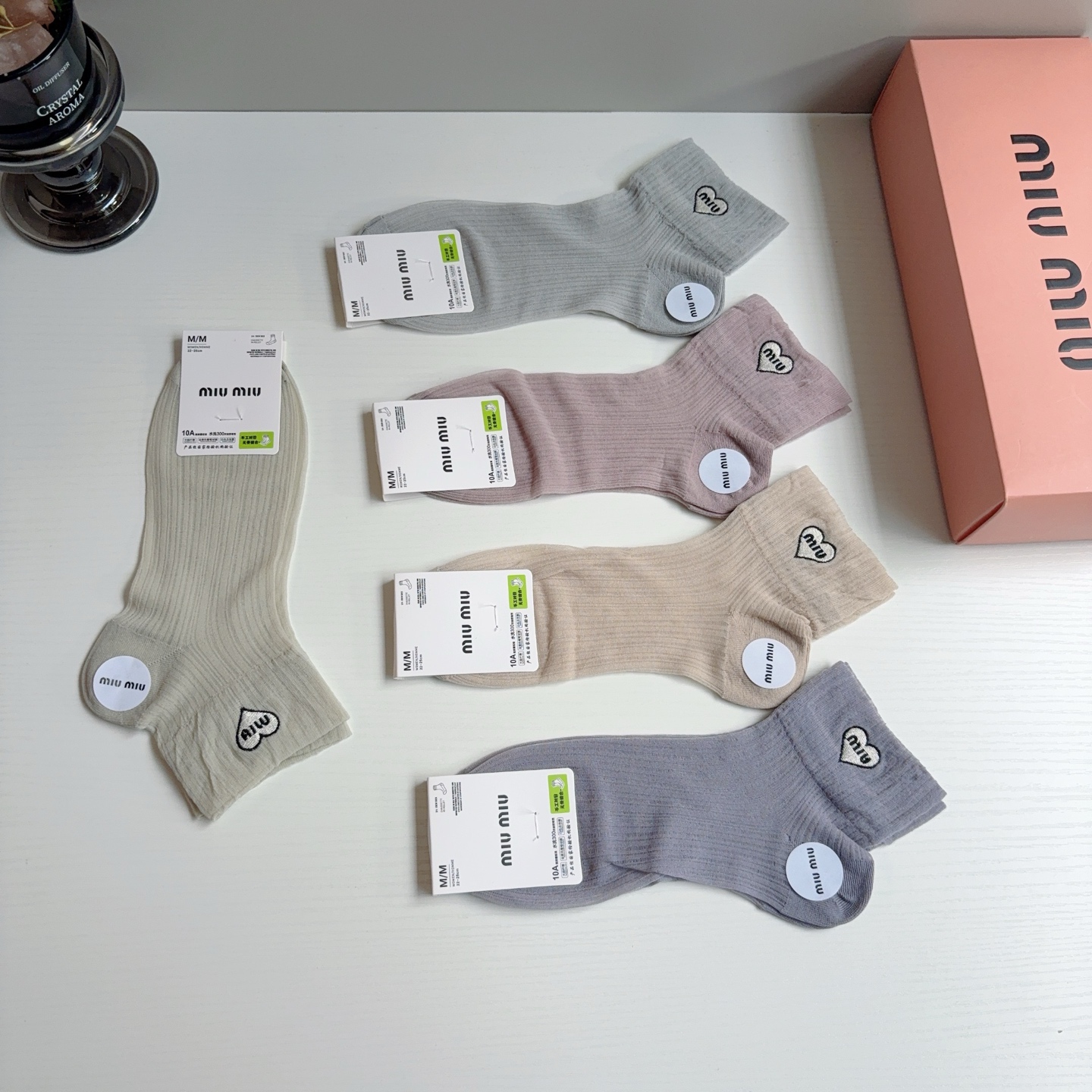 配包装【一盒5双】miumiu · 缪缪 新款冰丝袜子 网红短筒袜子❗️ins明星网红推荐❗️轻薄柔软透