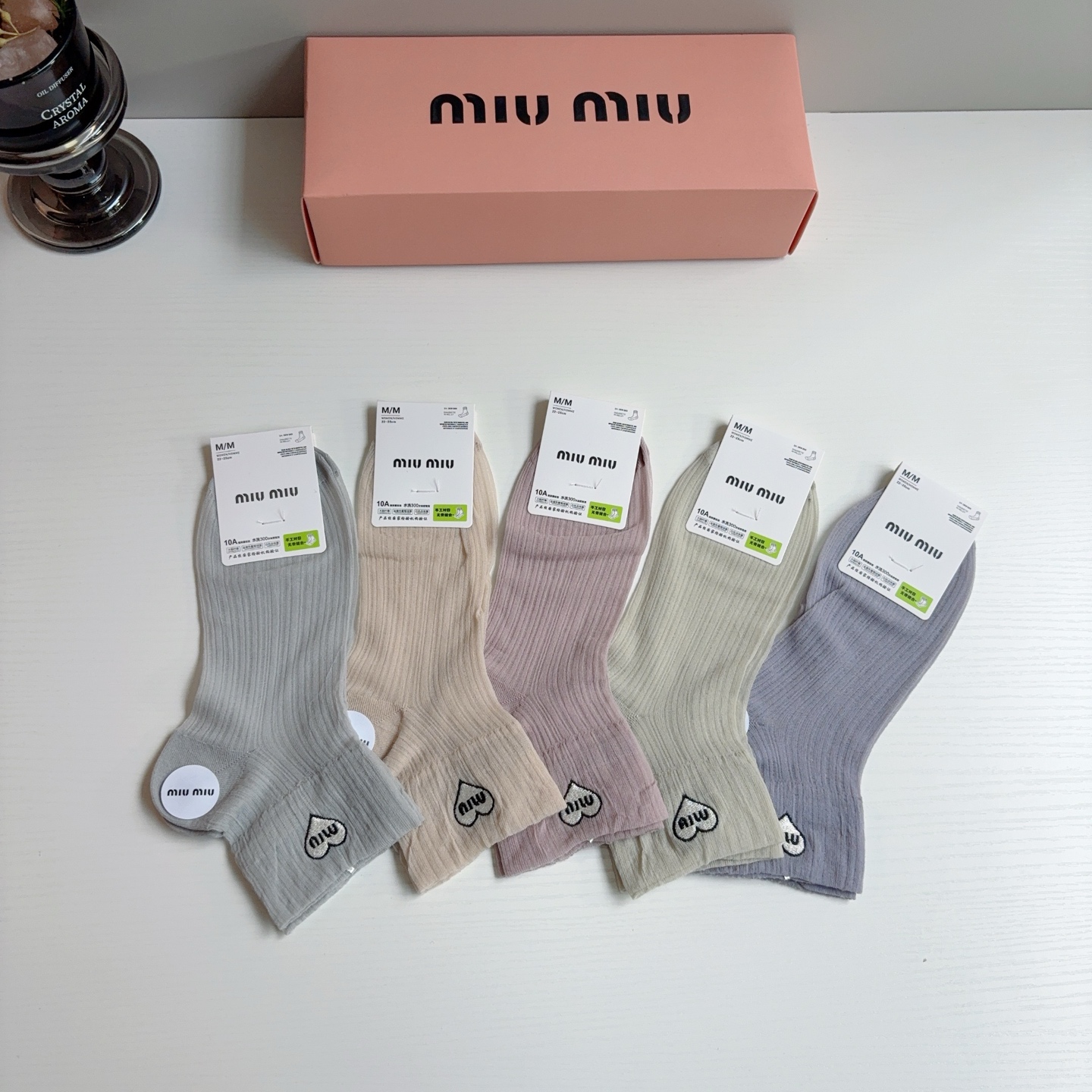 配包装【一盒5双】miumiu · 缪缪 新款冰丝袜子 网红短筒袜子❗️ins明星网红推荐❗️轻薄柔软透