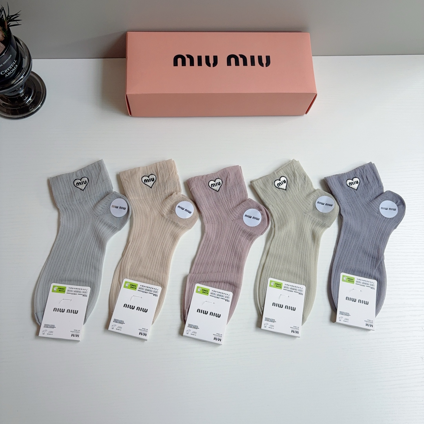 配包装【一盒5双】miumiu · 缪缪 新款冰丝袜子 网红短筒袜子❗️ins明星网红推荐❗️轻薄柔软透