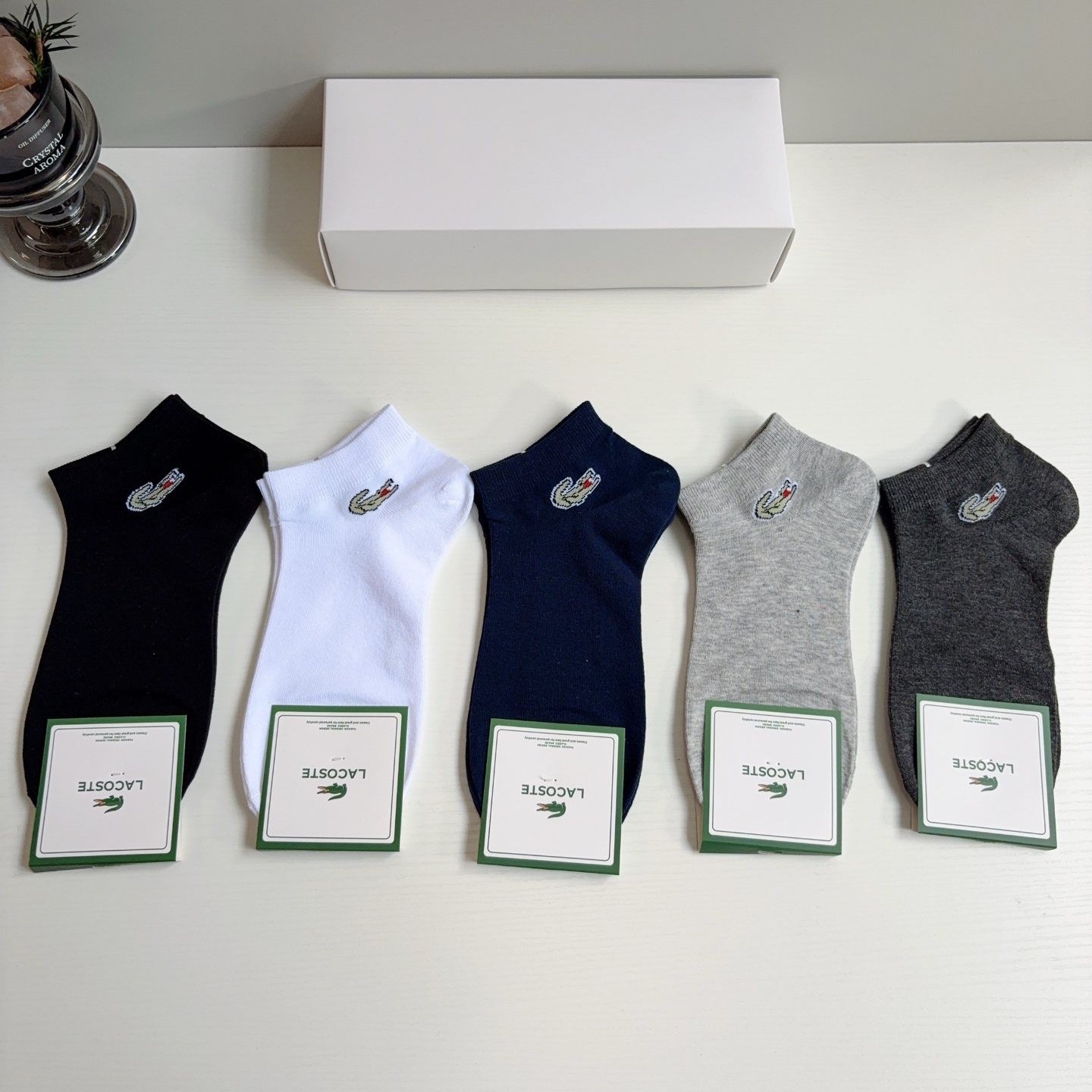 配包装【一盒五双】🐊 LACOSTE 鳄鱼 新款男士夏季短袜 欧美大牌船袜、纯棉材质！