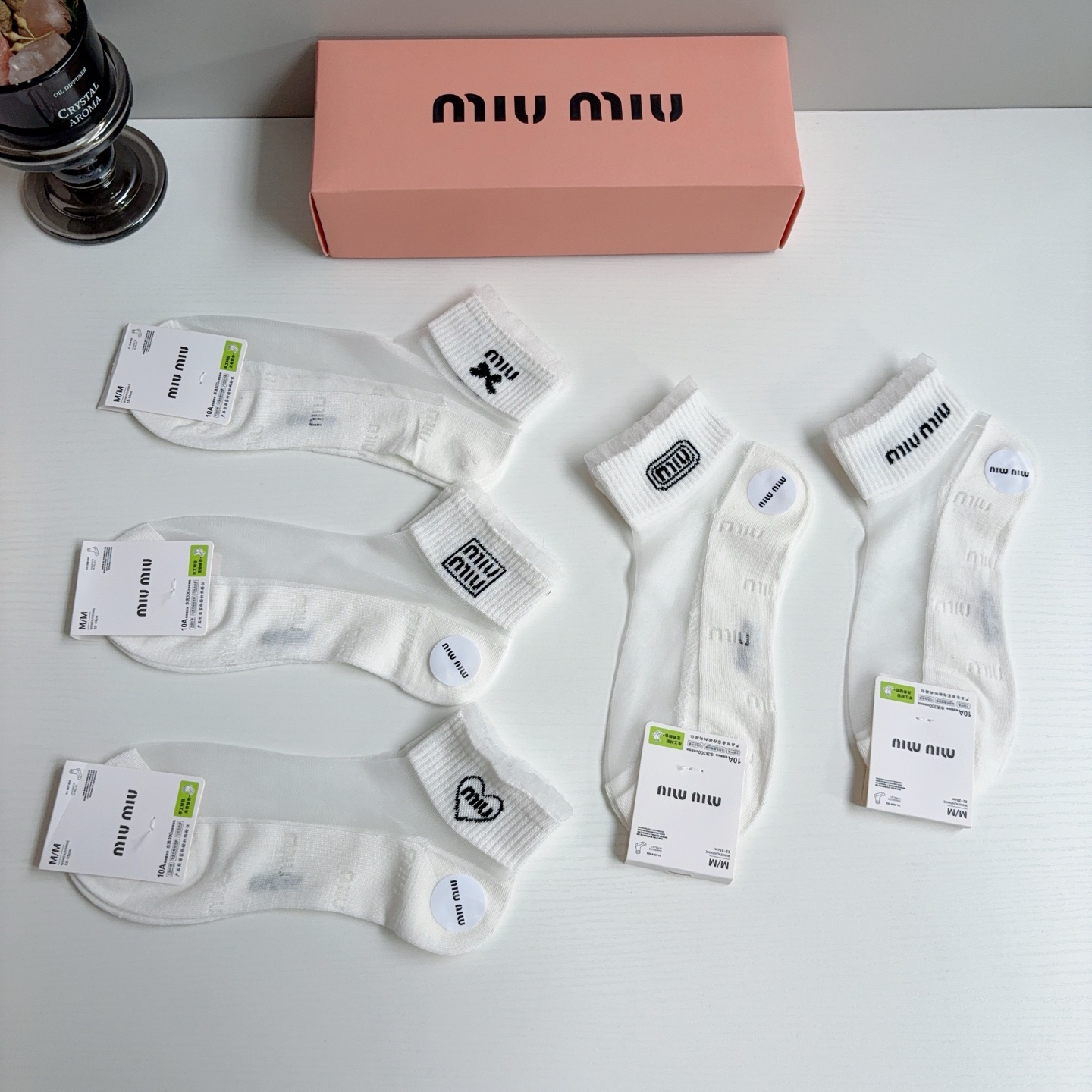 配包装【一盒5双】miumiu · 缪缪 新款冰丝袜子 网红短筒袜子❗️ins明星网红推荐❗️轻薄柔软透