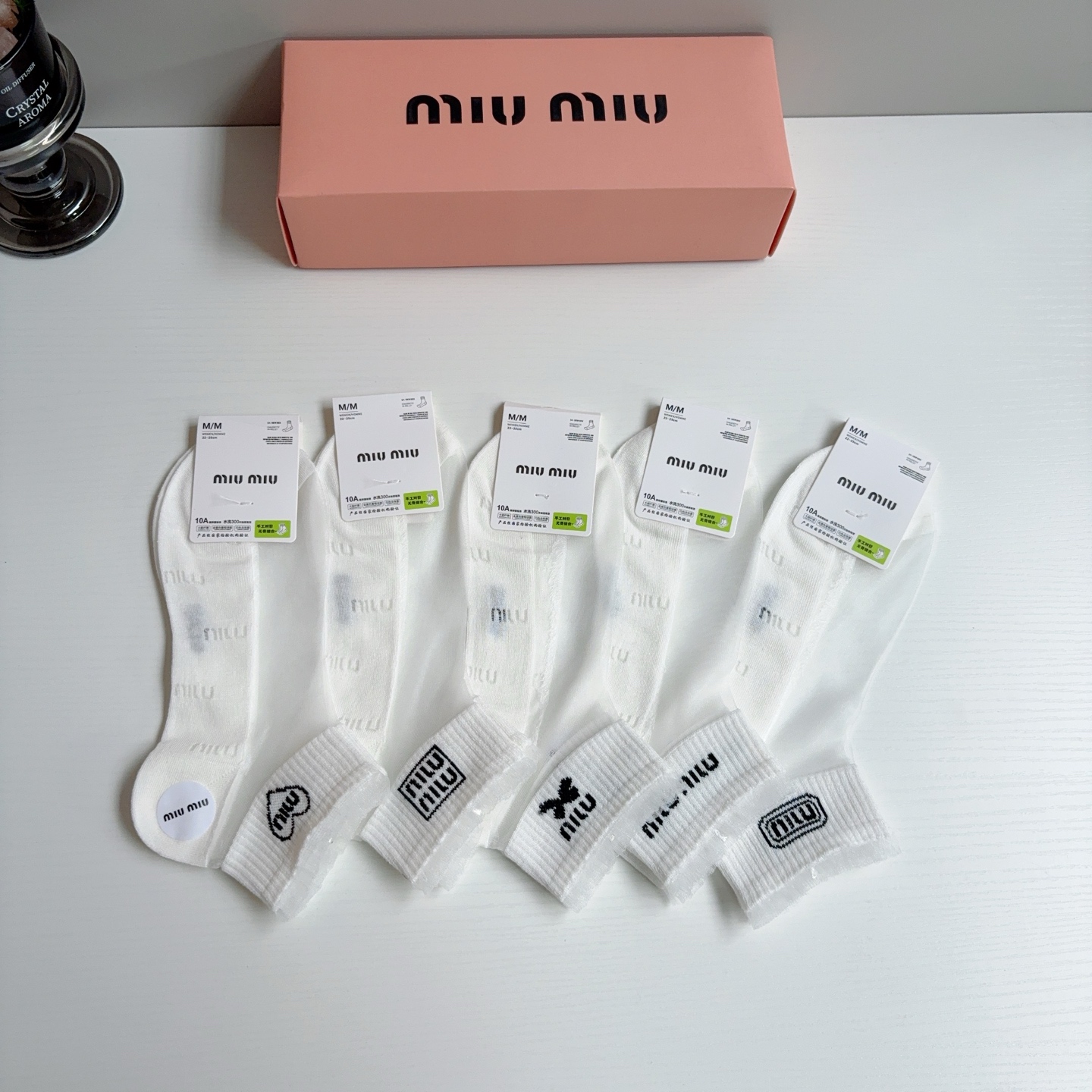 配包装【一盒5双】miumiu · 缪缪 新款冰丝袜子 网红短筒袜子❗️ins明星网红推荐❗️轻薄柔软透