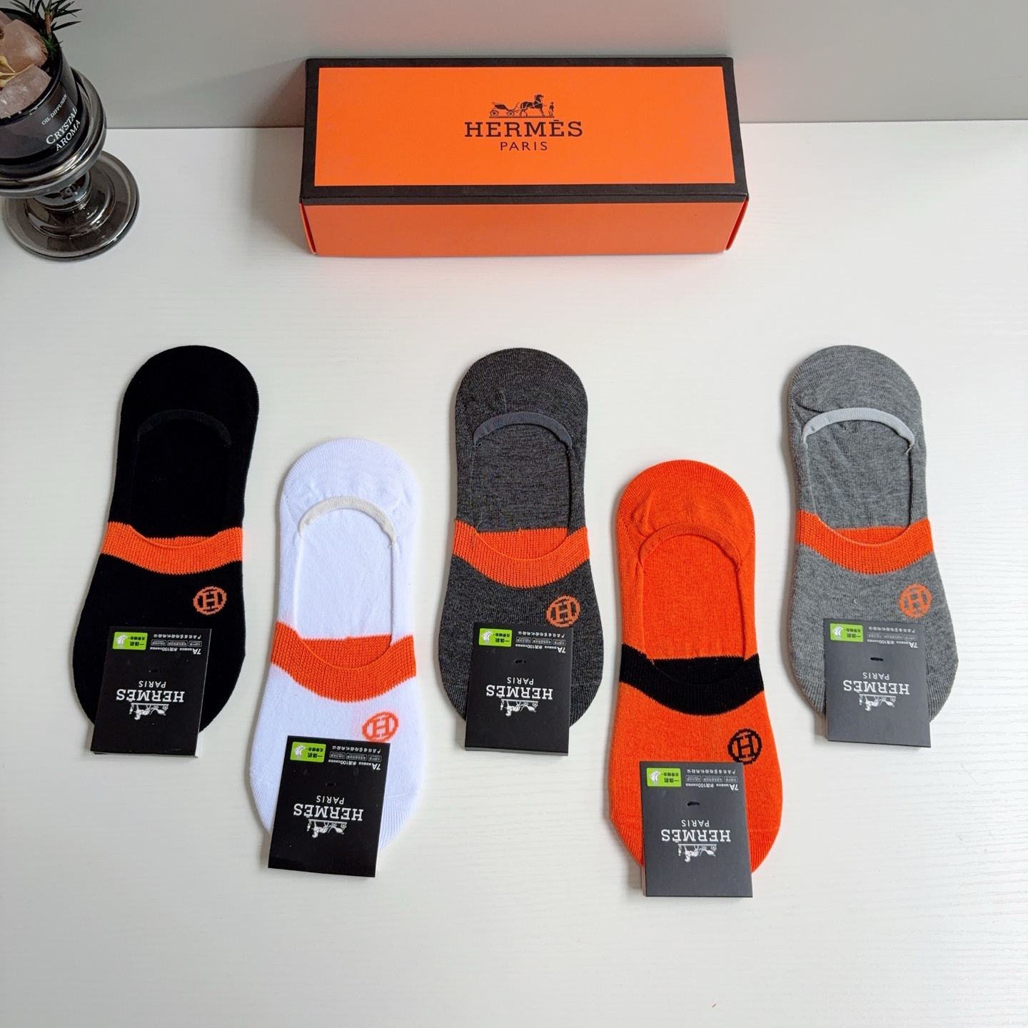 配包装【一盒5双】HERMES 爱马仕 男款短款袜子船袜🔥超级柔软🔥潮人必不能少的专柜代购品质袜子！
