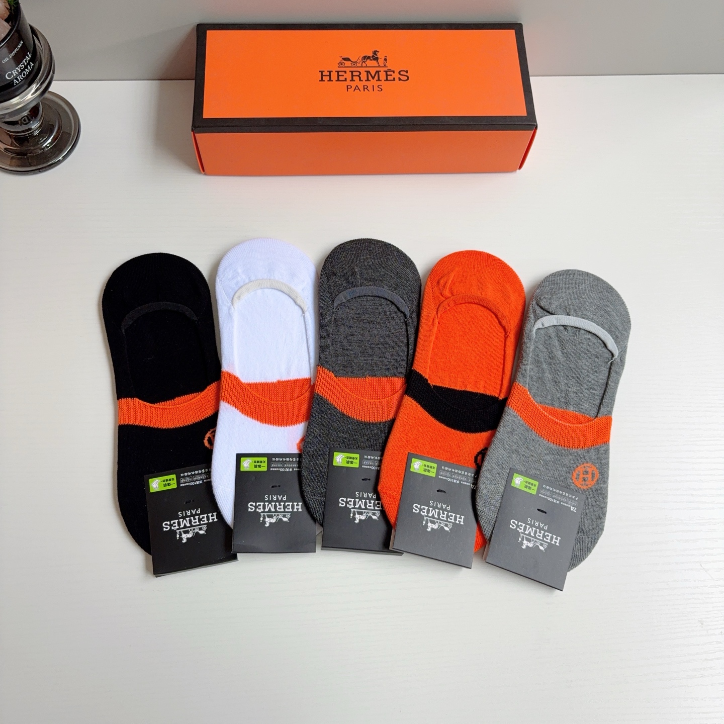 配包装【一盒5双】HERMES 爱马仕 男款短款袜子船袜🔥超级柔软🔥潮人必不能少的专柜代购品质袜子！