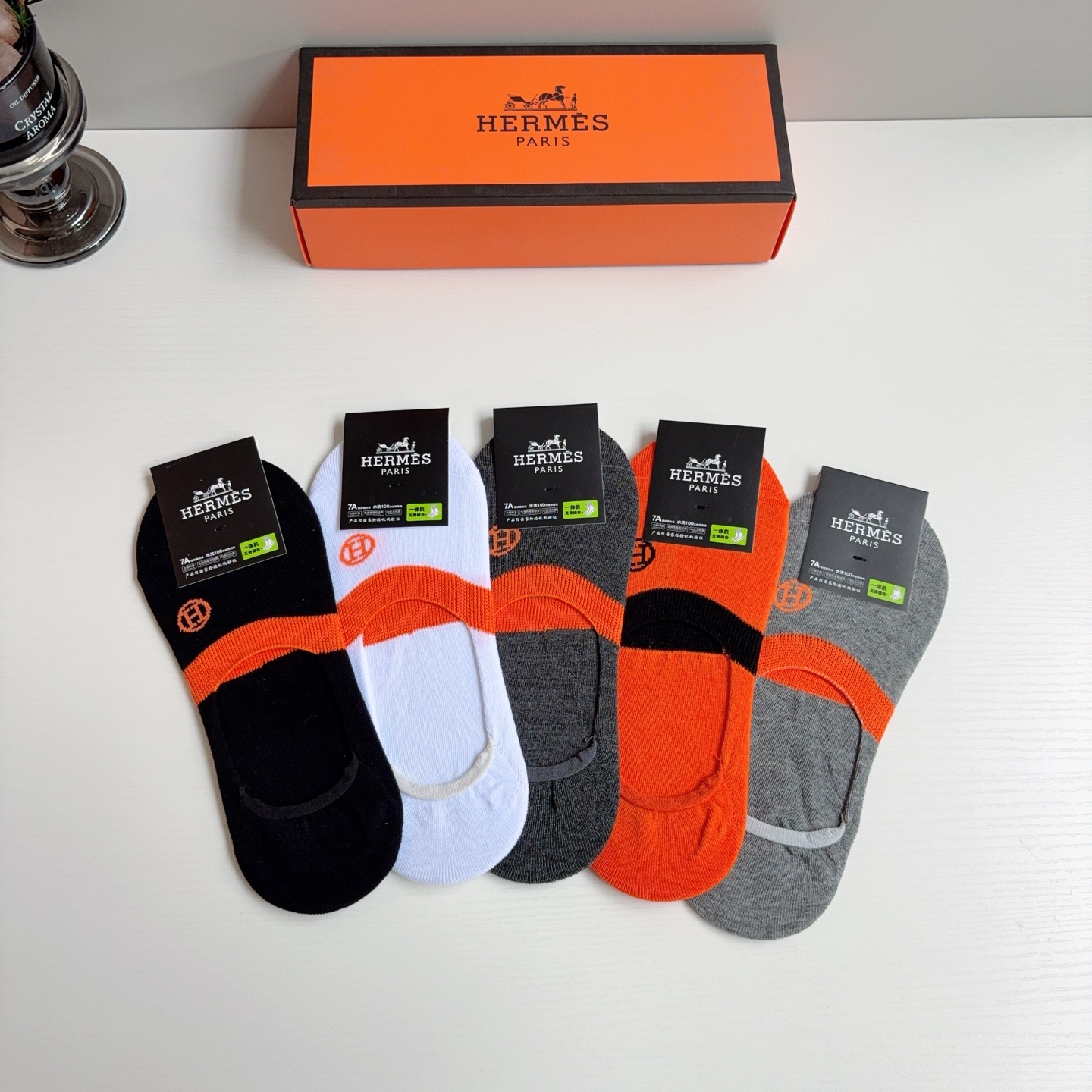 配包装【一盒5双】HERMES 爱马仕 男款短款袜子船袜🔥超级柔软🔥潮人必不能少的专柜代购品质袜子！