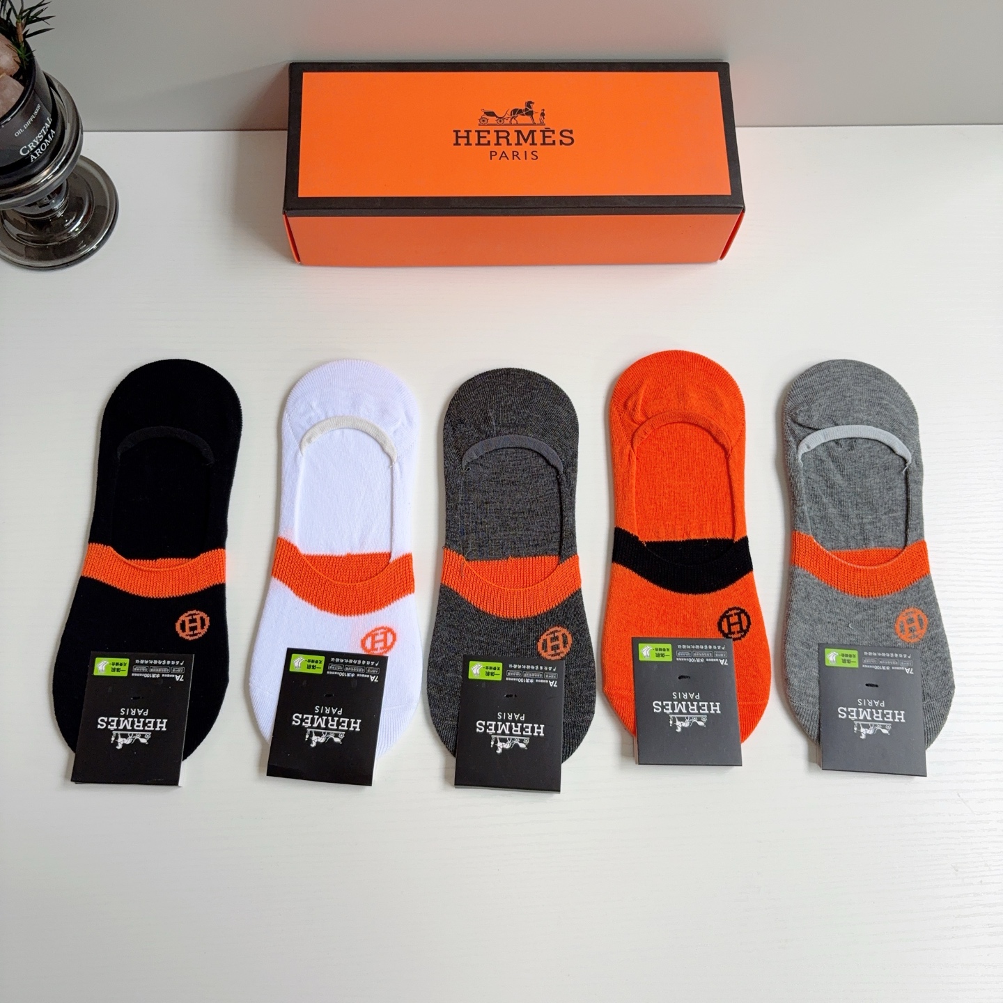 配包装【一盒5双】HERMES 爱马仕 男款短款袜子船袜🔥超级柔软🔥潮人必不能少的专柜代购品质袜子！