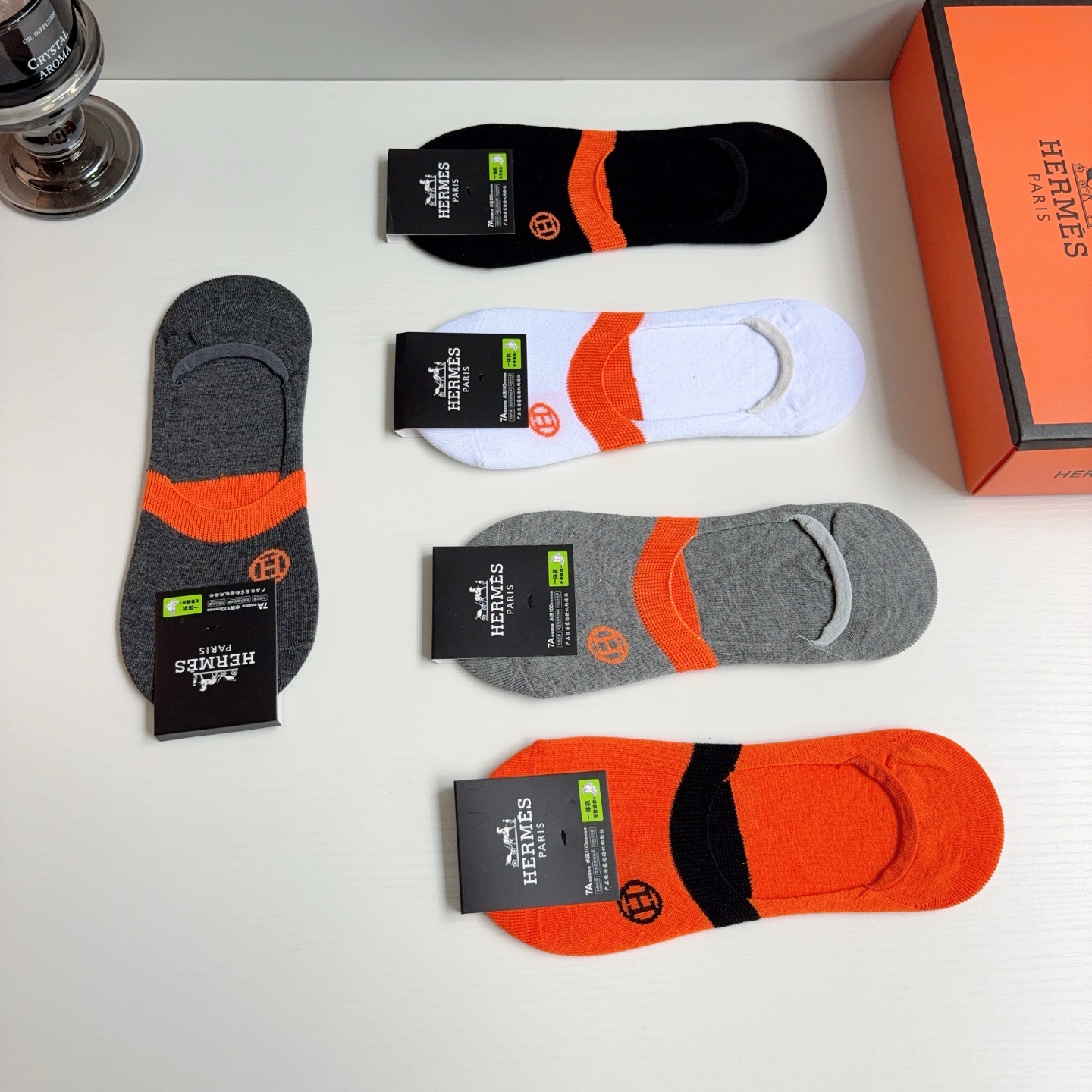 配包装【一盒5双】HERMES 爱马仕 男款短款袜子船袜🔥超级柔软🔥潮人必不能少的专柜代购品质袜子！