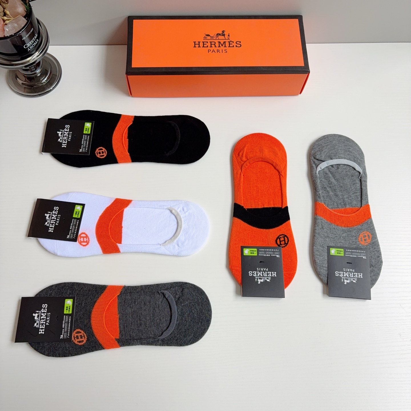 配包装【一盒5双】HERMES 爱马仕 男款短款袜子船袜🔥超级柔软🔥潮人必不能少的专柜代购品质袜子！