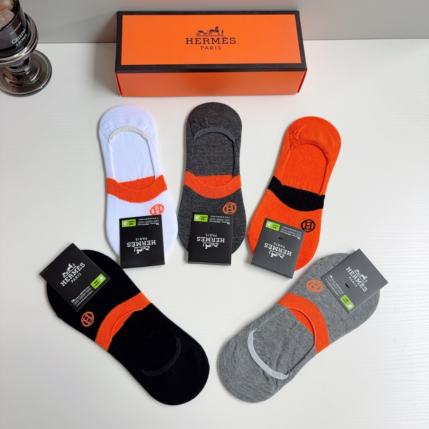 配包装【一盒5双】HERMES 爱马仕 男款短款袜子船袜🔥超级柔软🔥潮人必不能少的专柜代购品质袜子！