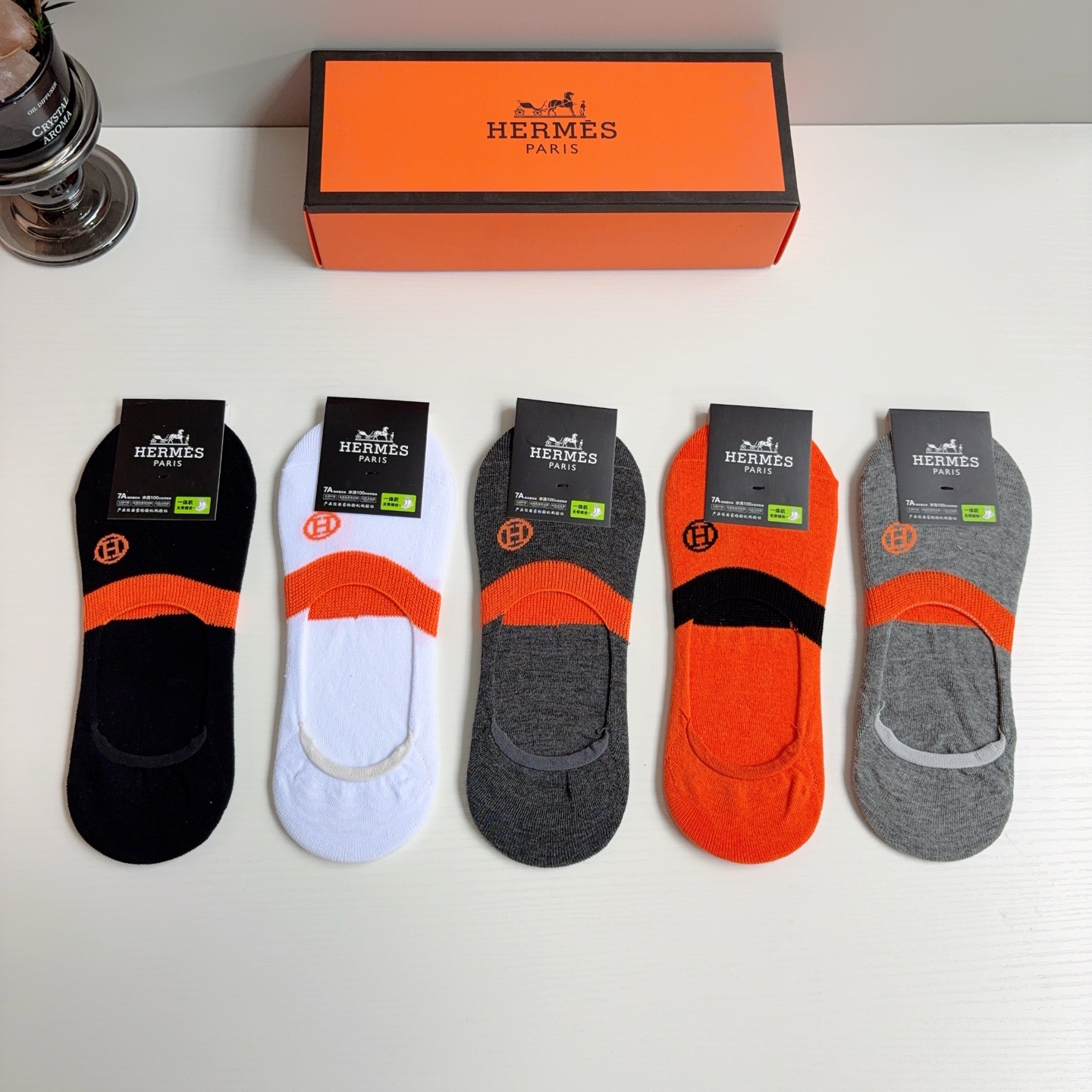 配包装【一盒5双】HERMES 爱马仕 男款短款袜子船袜🔥超级柔软🔥潮人必不能少的专柜代购品质袜子！