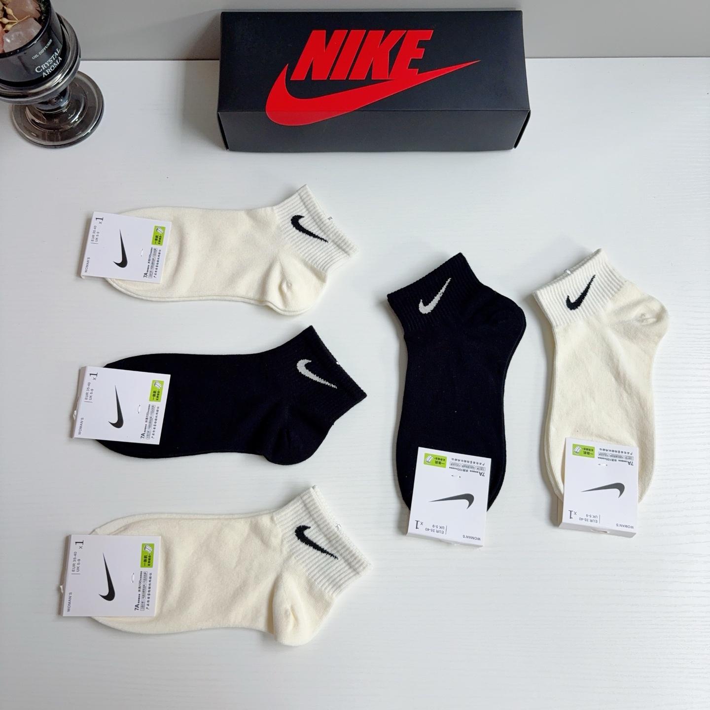 配包装（一盒5双）新款 Nike/耐克 新款短筒纯棉袜子 高品质抗菌防臭吸汗透气[得意][得意]