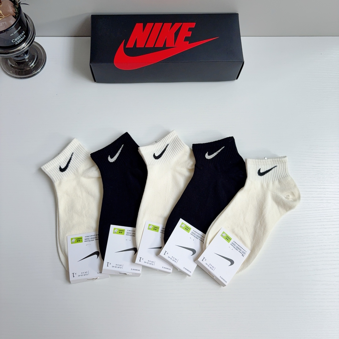 配包装（一盒5双）新款 Nike/耐克 新款短筒纯棉袜子 高品质抗菌防臭吸汗透气[得意][得意]