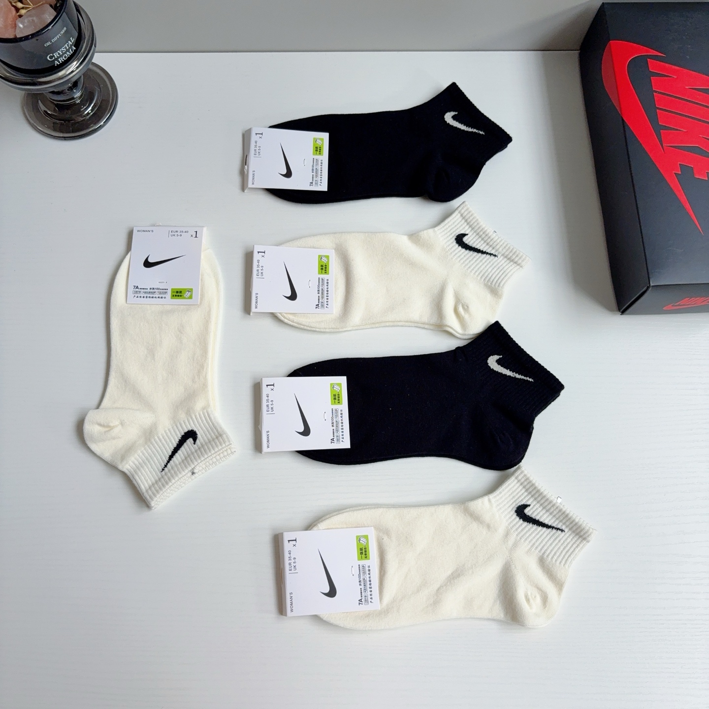 配包装（一盒5双）新款 Nike/耐克 新款短筒纯棉袜子 高品质抗菌防臭吸汗透气[得意][得意]