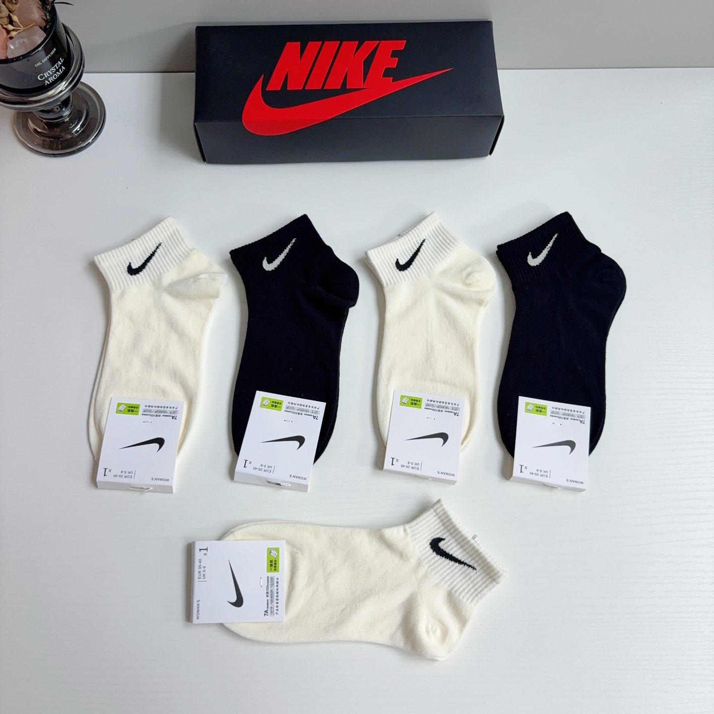 配包装（一盒5双）新款 Nike/耐克 新款短筒纯棉袜子 高品质抗菌防臭吸汗透气[得意][得意]