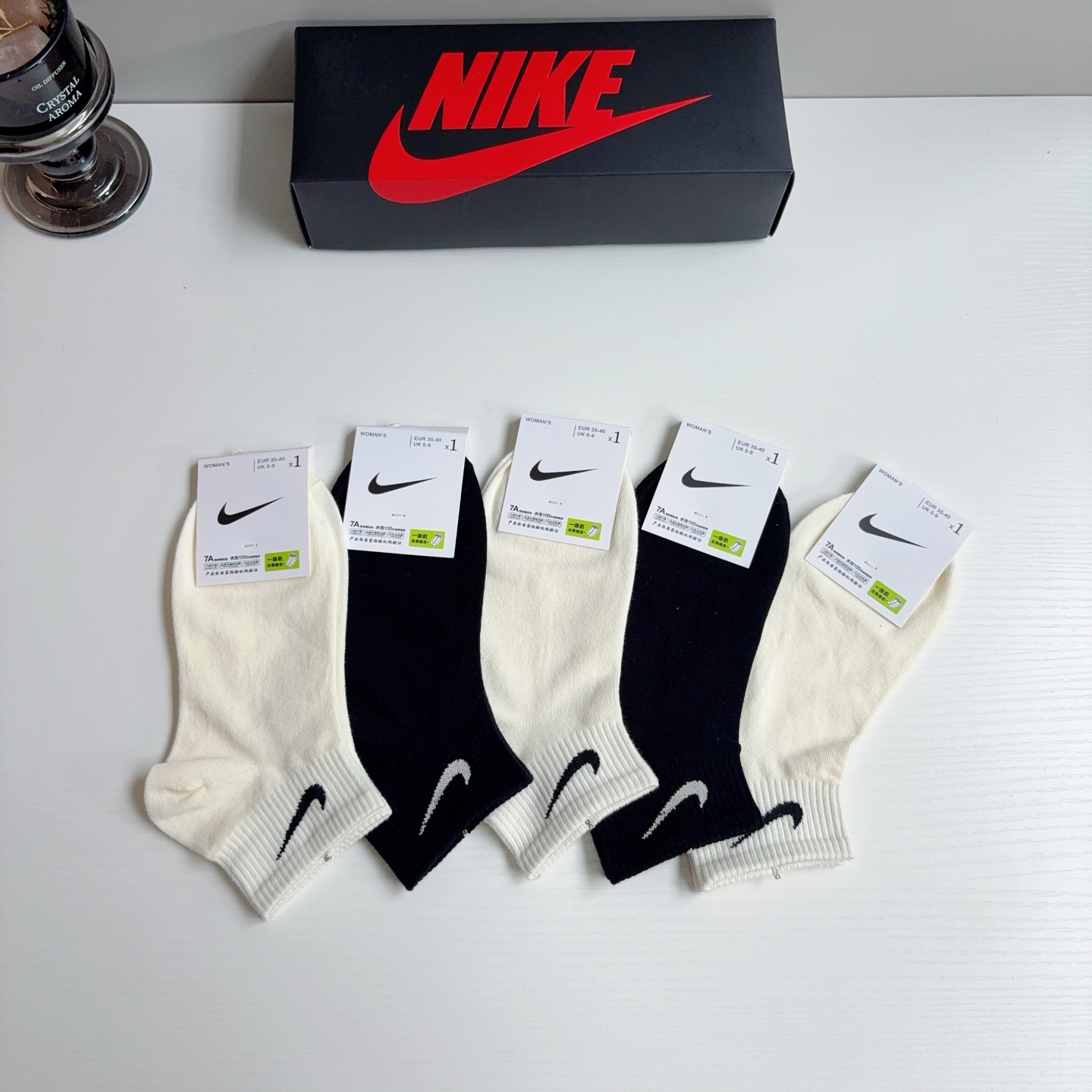 配包装（一盒5双）新款 Nike/耐克 新款短筒纯棉袜子 高品质抗菌防臭吸汗透气[得意][得意]