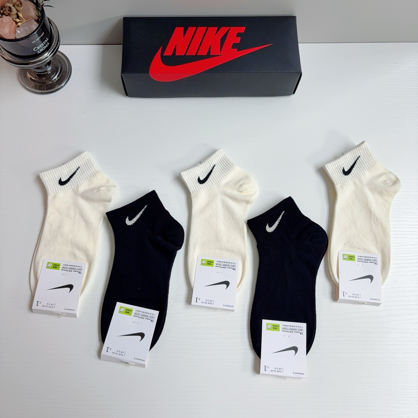 配包装（一盒5双）新款 Nike/耐克 新款短筒纯棉袜子 高品质抗菌防臭吸汗透气[得意][得意]