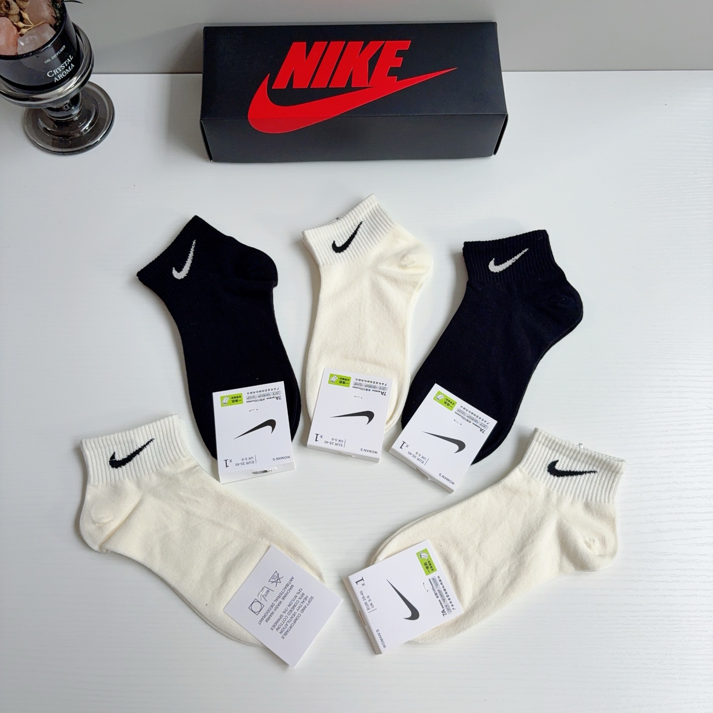配包装（一盒5双）新款 Nike/耐克 新款短筒纯棉袜子 高品质抗菌防臭吸汗透气[得意][得意]