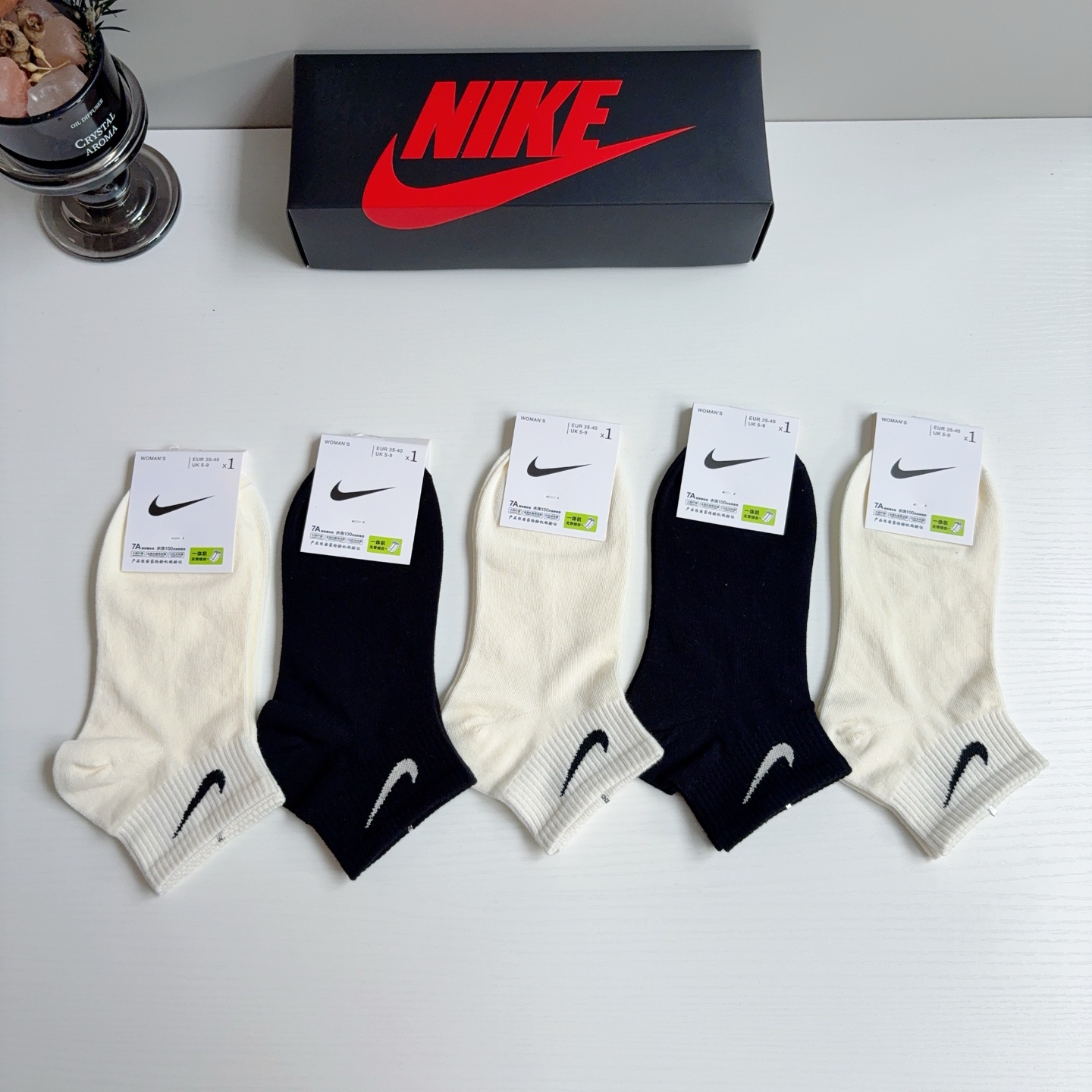 配包装（一盒5双）新款 Nike/耐克 新款短筒纯棉袜子 高品质抗菌防臭吸汗透气[得意][得意]