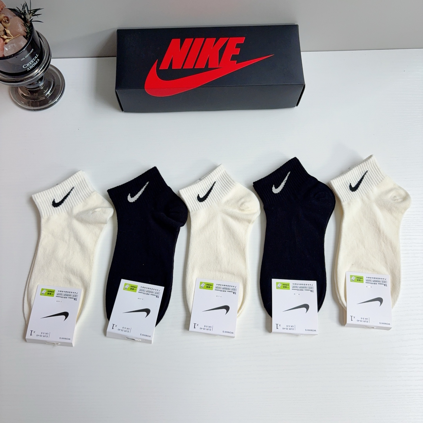 配包装（一盒5双）新款 Nike/耐克 新款短筒纯棉袜子 高品质抗菌防臭吸汗透气[得意][得意]