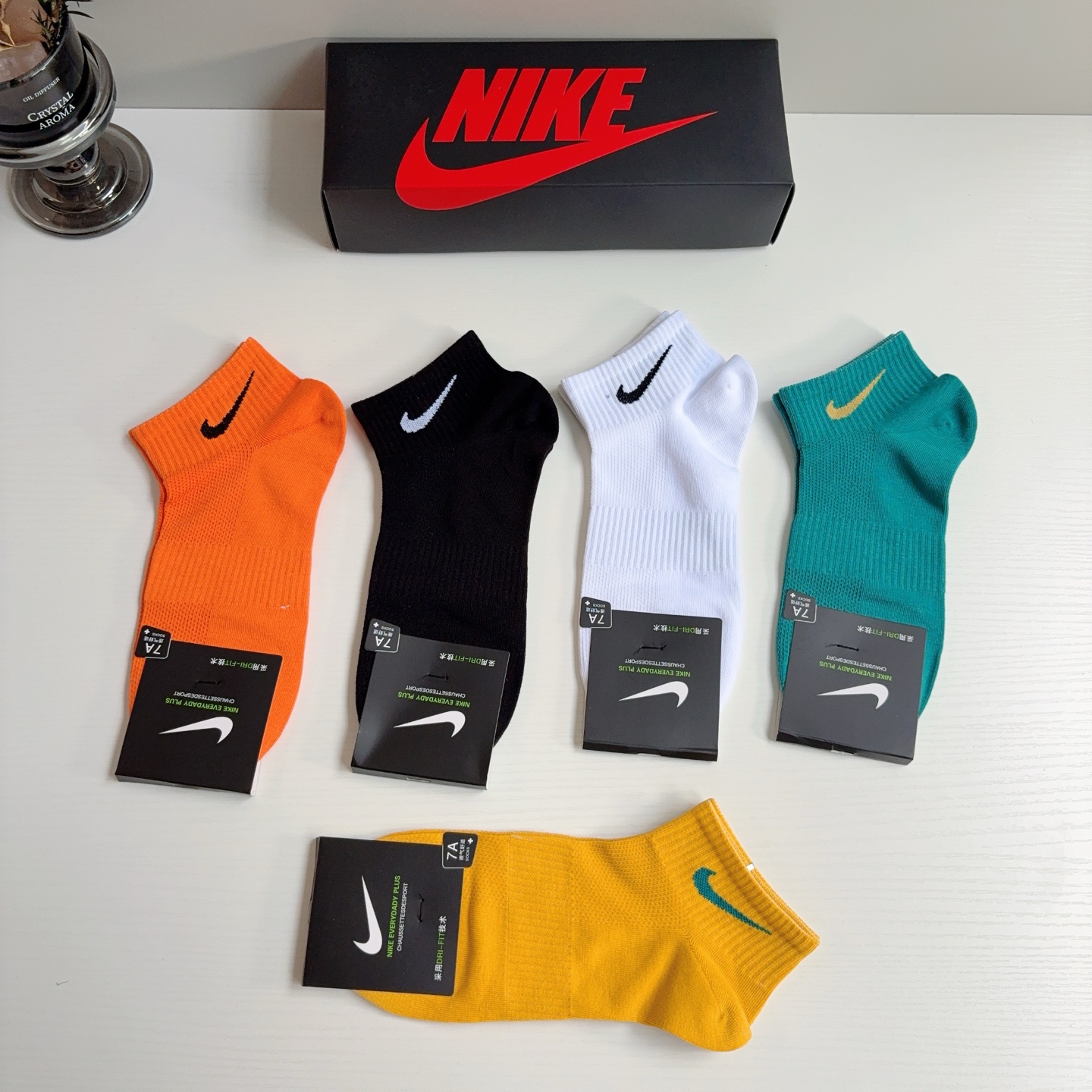 配包装（一盒5双）新款 Nike/耐克 新款短筒纯棉袜子 高品质抗菌防臭吸汗透气[得意][得意]