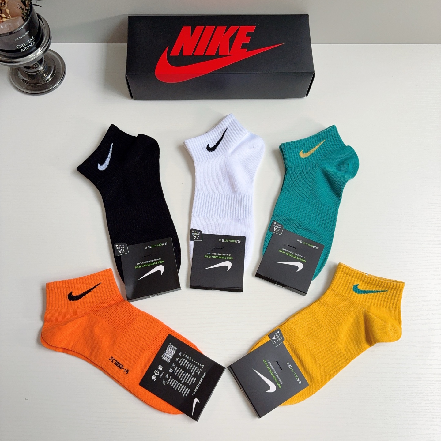 配包装（一盒5双）新款 Nike/耐克 新款短筒纯棉袜子 高品质抗菌防臭吸汗透气[得意][得意]