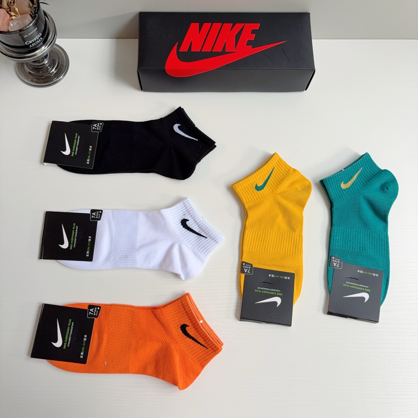 配包装（一盒5双）新款 Nike/耐克 新款短筒纯棉袜子 高品质抗菌防臭吸汗透气[得意][得意]