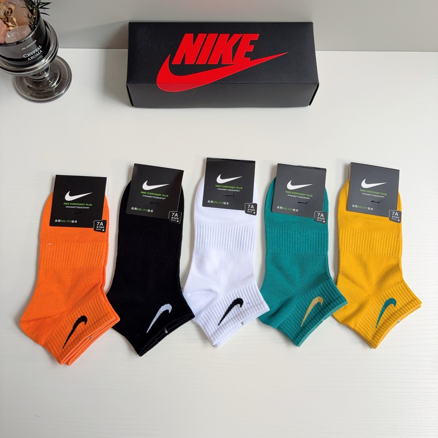 配包装（一盒5双）新款 Nike/耐克 新款短筒纯棉袜子 高品质抗菌防臭吸汗透气[得意][得意]