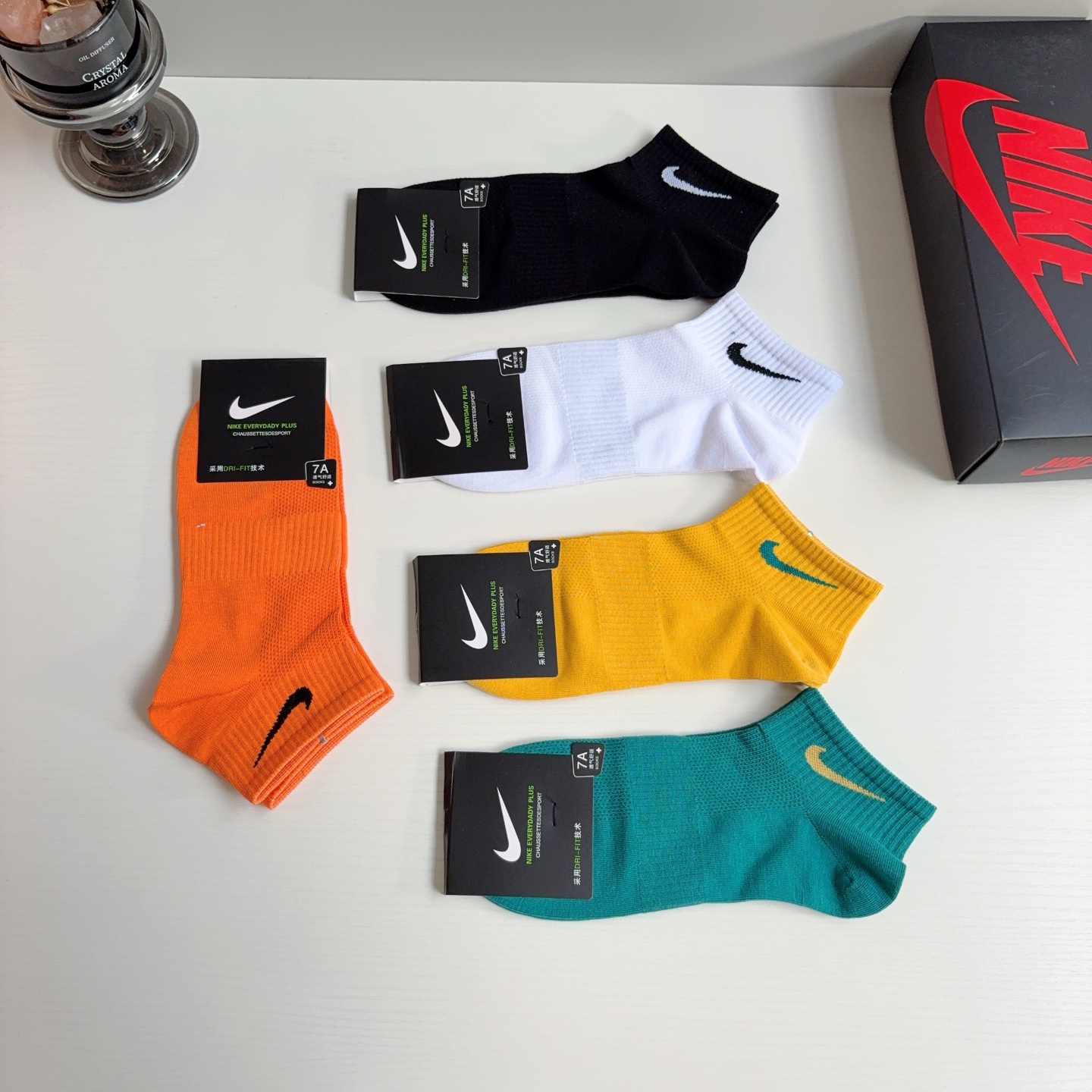 配包装（一盒5双）新款 Nike/耐克 新款短筒纯棉袜子 高品质抗菌防臭吸汗透气[得意][得意]