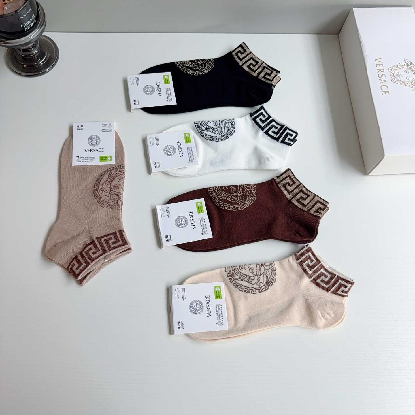 配包装【一盒五双】VERSACE范思哲 欧美大牌船袜。男女款🌟潮人必不能少的专柜代购品质