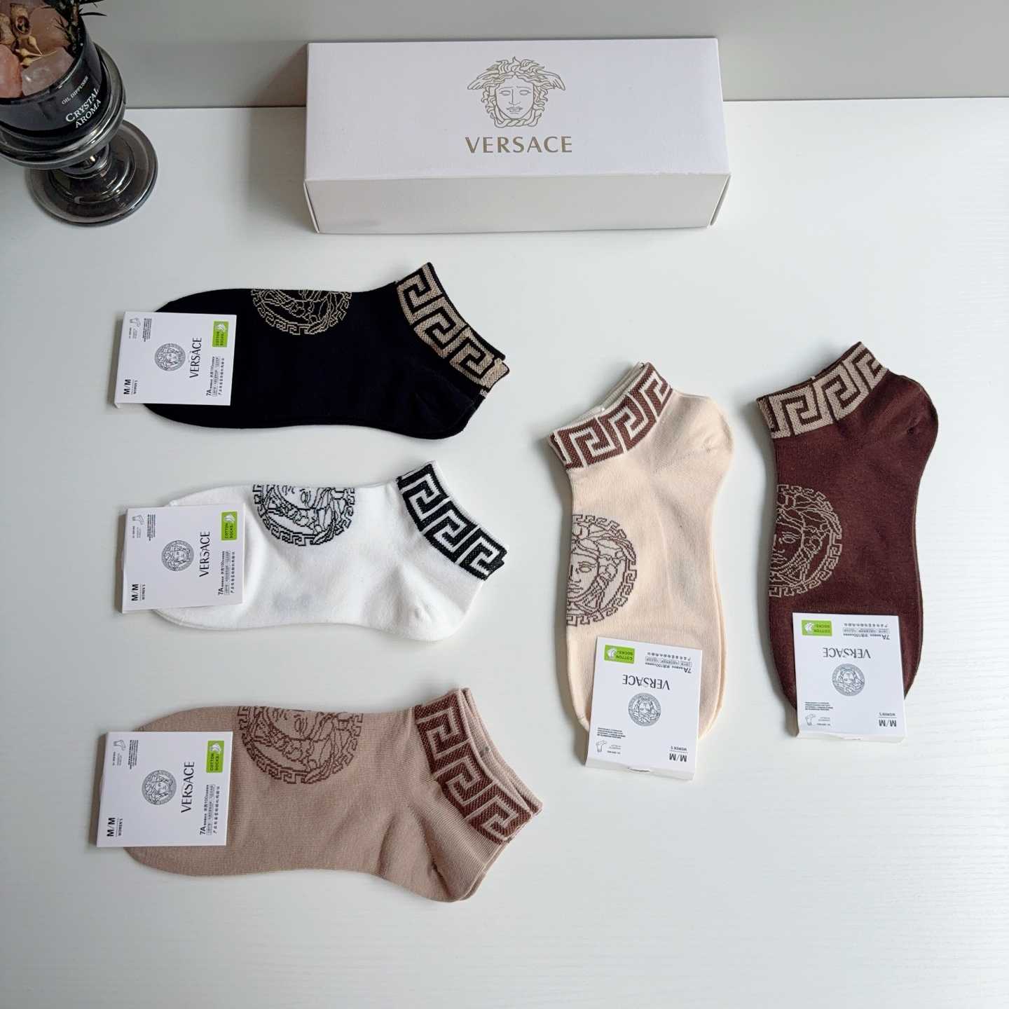配包装【一盒五双】VERSACE范思哲 欧美大牌船袜。男女款🌟潮人必不能少的专柜代购品质