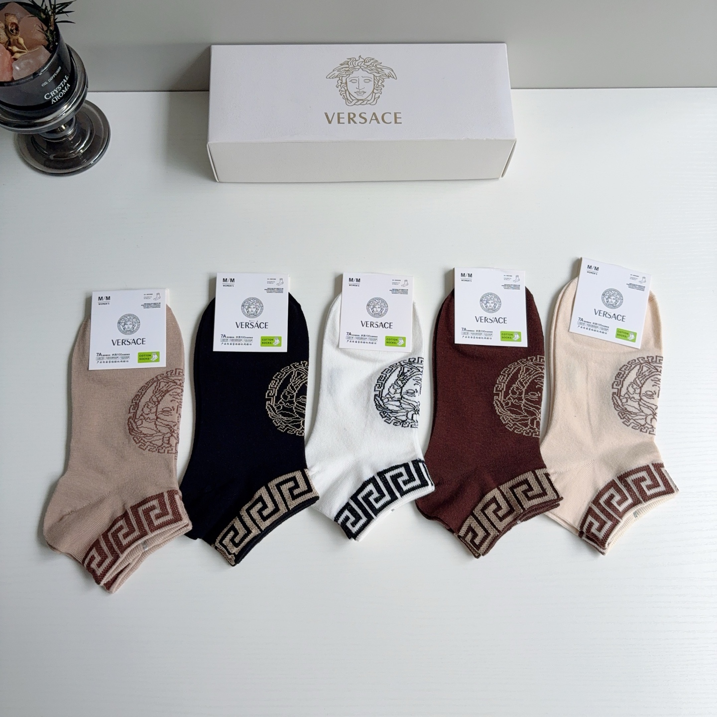 配包装【一盒五双】VERSACE范思哲 欧美大牌船袜。男女款🌟潮人必不能少的专柜代购品质