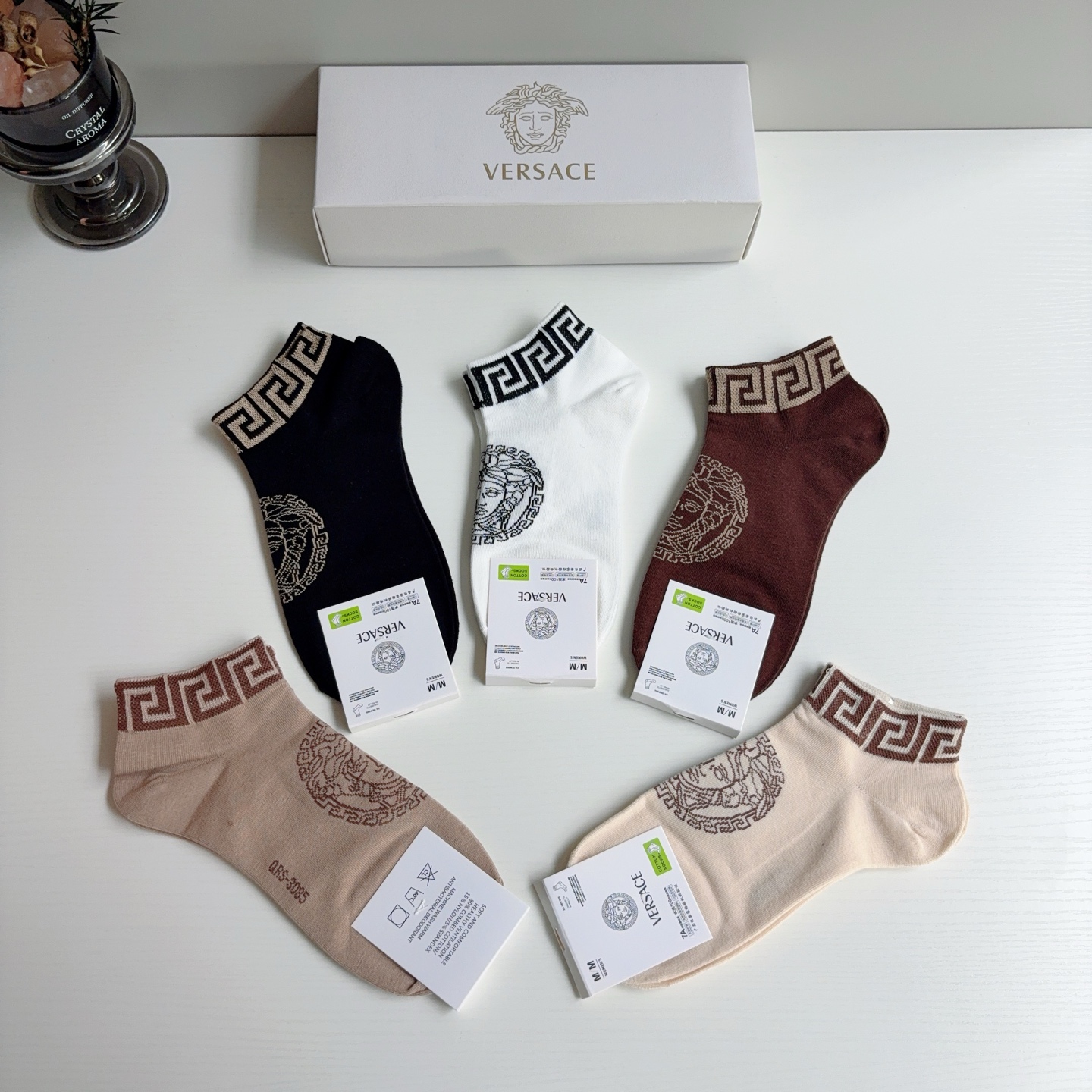 配包装【一盒五双】VERSACE范思哲 欧美大牌船袜。男女款🌟潮人必不能少的专柜代购品质