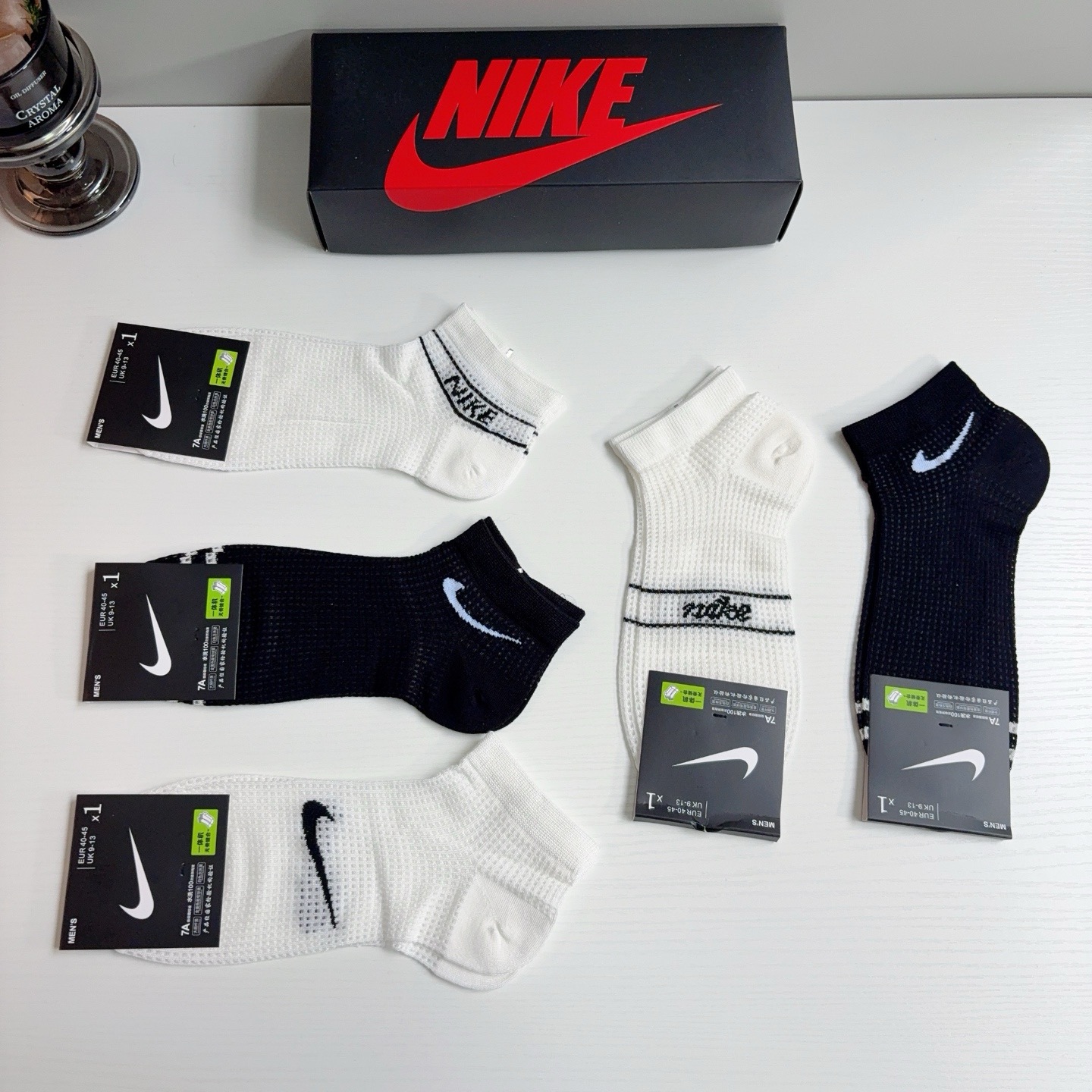 配包装（一盒5双） Nike/耐克 新款男士短袜竹棉网孔袜子 专柜同步 高品质 抗菌防臭吸汗透气[得意][得意]