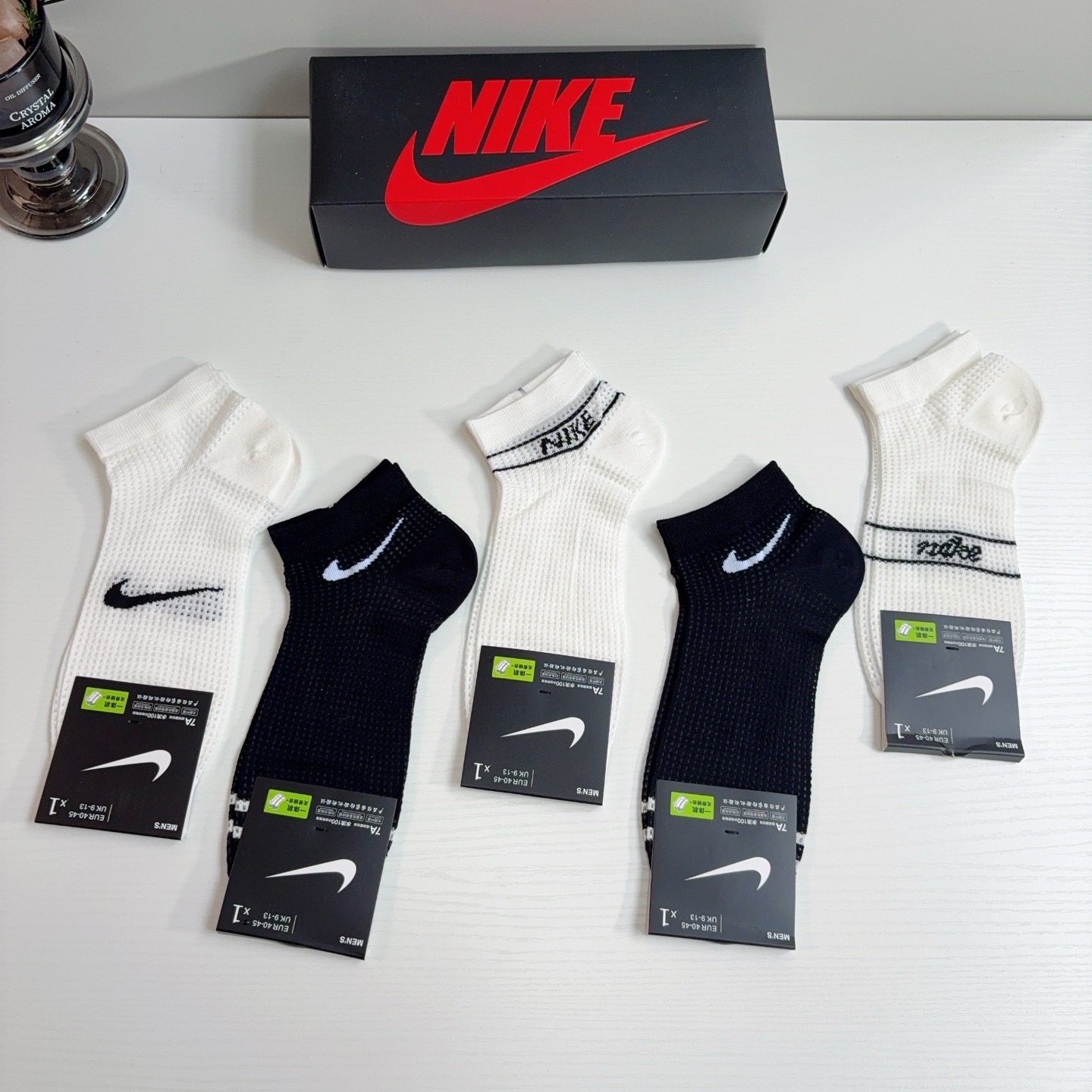 配包装（一盒5双） Nike/耐克 新款男士短袜竹棉网孔袜子 专柜同步 高品质 抗菌防臭吸汗透气[得意][得意]