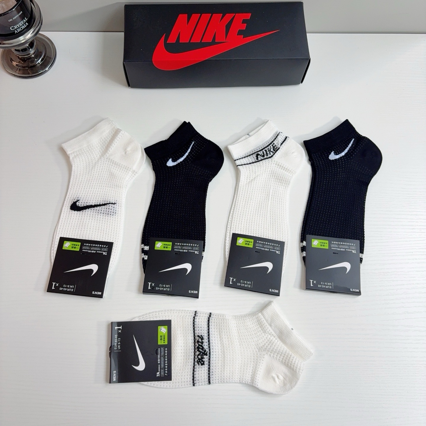 配包装（一盒5双） Nike/耐克 新款男士短袜竹棉网孔袜子 专柜同步 高品质 抗菌防臭吸汗透气[得意][得意]