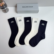 配包装(一盒5双) BALENCIAGA巴黎世家 新款刺绣纯棉长筒袜子 经典字母logo袜,超柔软材质,舒适透气,时尚 配包装(一盒5双) BALENCIAGA巴黎世家 新款刺绣纯棉长筒袜子 经典字母logo袜,超柔软材质,舒适透气,时尚